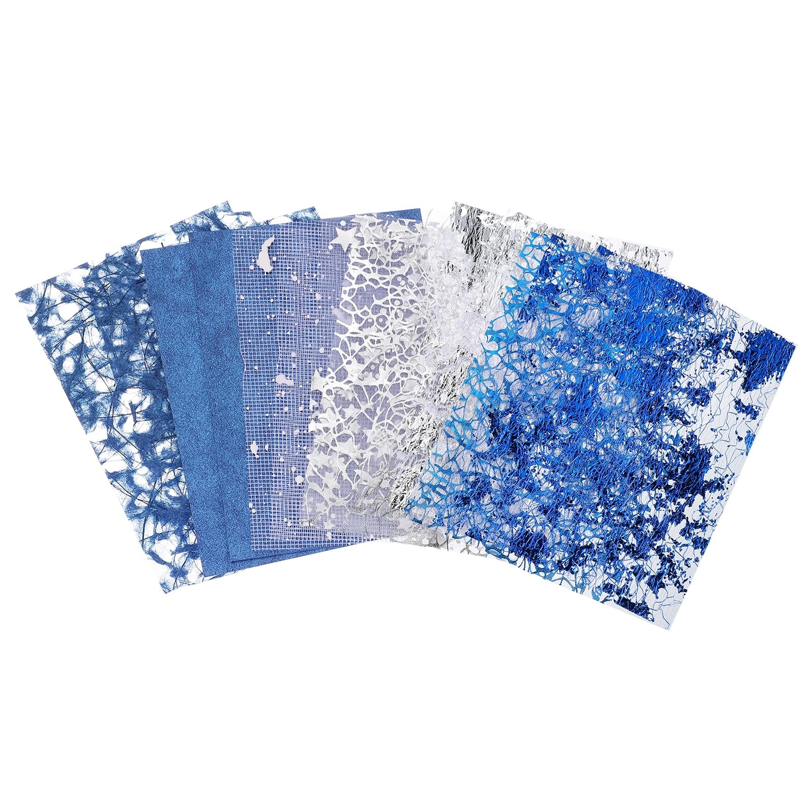 sourcing map 15 Sheets Scrapbook Textured Paper, Blue Scrapbooking Paper with Gold Foil Mesh Fabric, for Scrapbook Planner Book Card Junk Journal Supplies Card DIY Project, 3.9x5.5 Inch