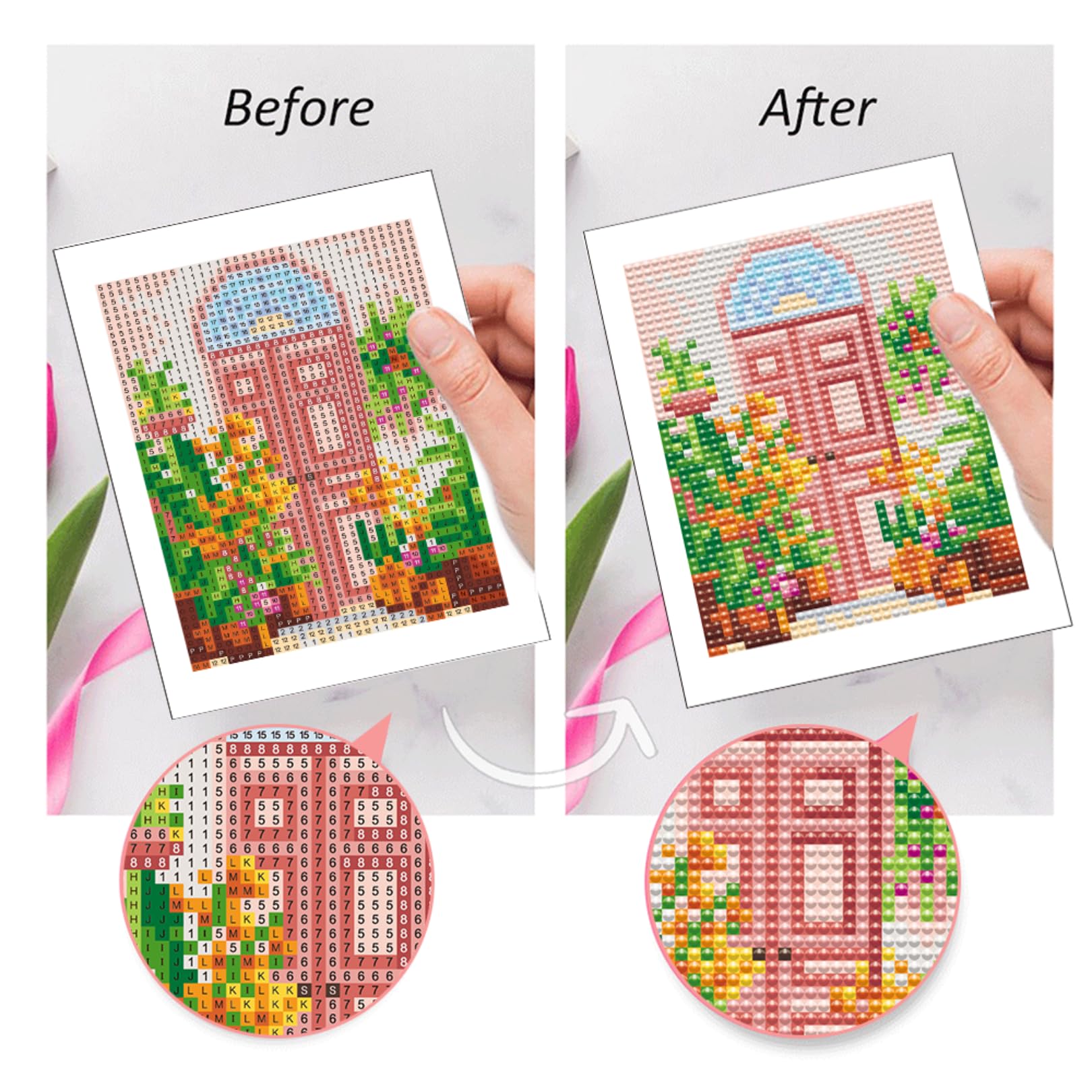 Nianxi 12Pcs Flower Mini Diamond Painting Kits for Adults,Window Door Small Diamond Art Kit Full Round Drill,Gem Art for Beginner,Gifts,Home Wall Decor (WindowFlower) - Image 4