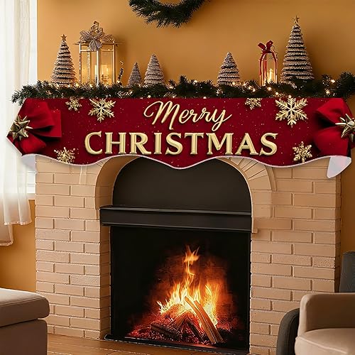 Miniatura 9 de Bufanda de Navidad para chimenea, cubierta decorativa para Navidad, invierno, mantel superior (nudo de flores de Navidad, 70 pulgadas de largo x 17