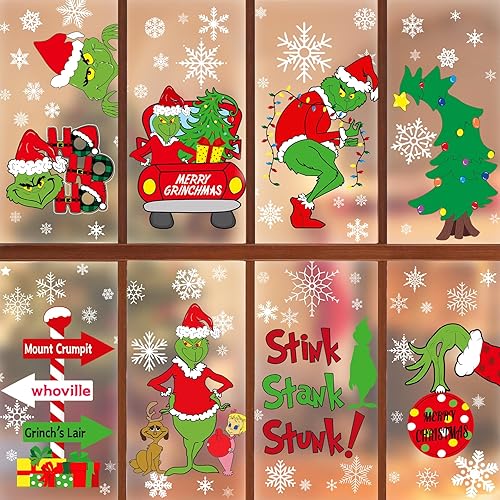 Christmas Decorations Window Clings, Double Sided Christmas Window Stickers for Glass Window Christmas Decorations for Home Indoor Decor Window Decal for School Office Classroom