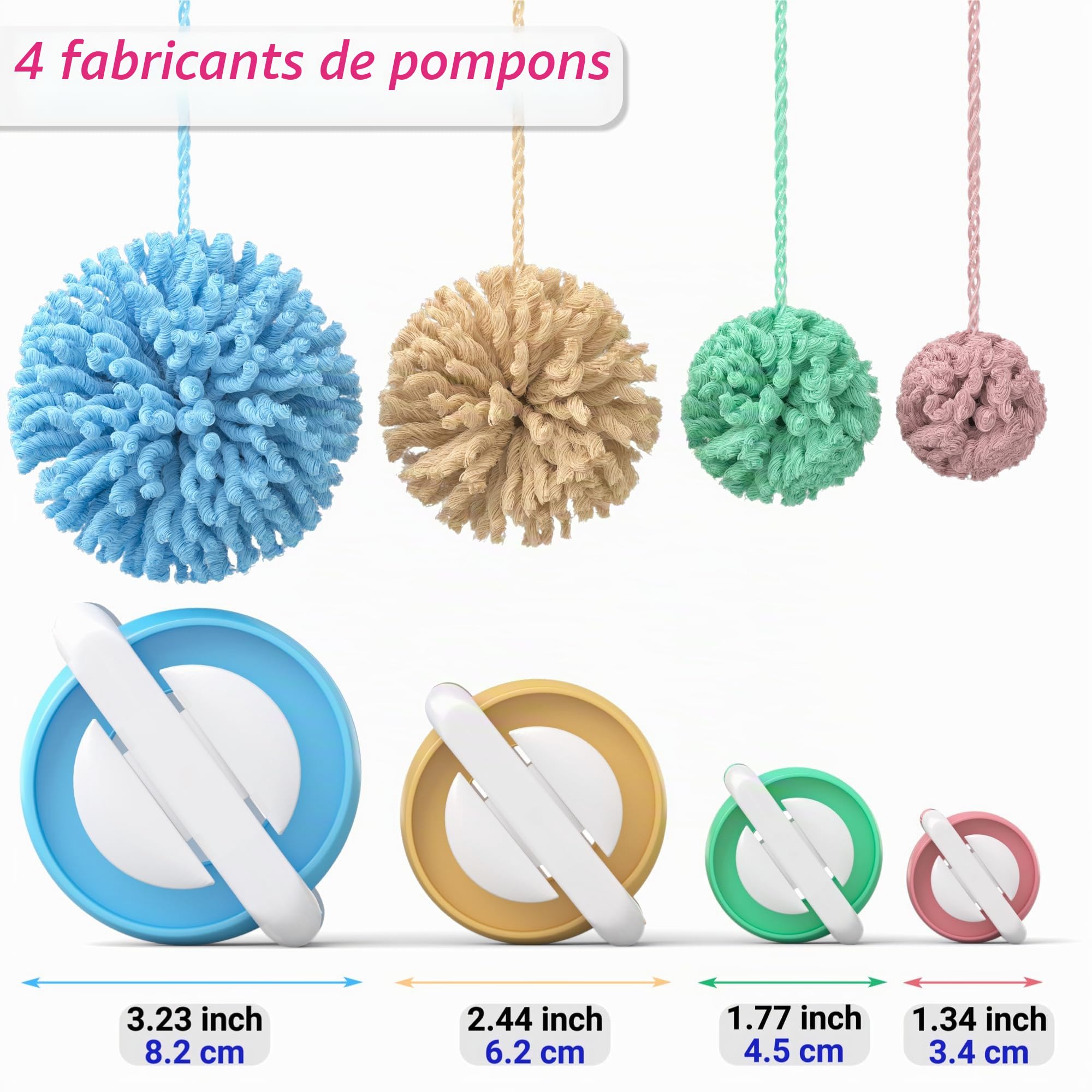 READAEER Kit de métier à tricoter avec pompons, métier à tricoter rond pour chapeau, couverture et écharpe, châle, kit de tricot pour débutant