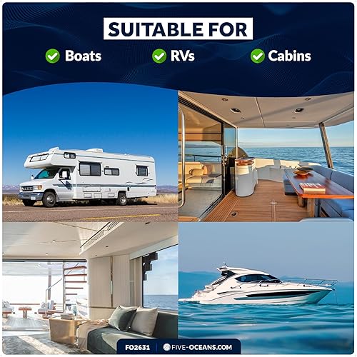 Miniatura 6 de Five Oceans FO2631 - Lámpara de techo LED tipo domo, 3-34 pulgadas, redonda, blanca cálida, 12 V, impermeable IP65, luces interiores para caravanas,