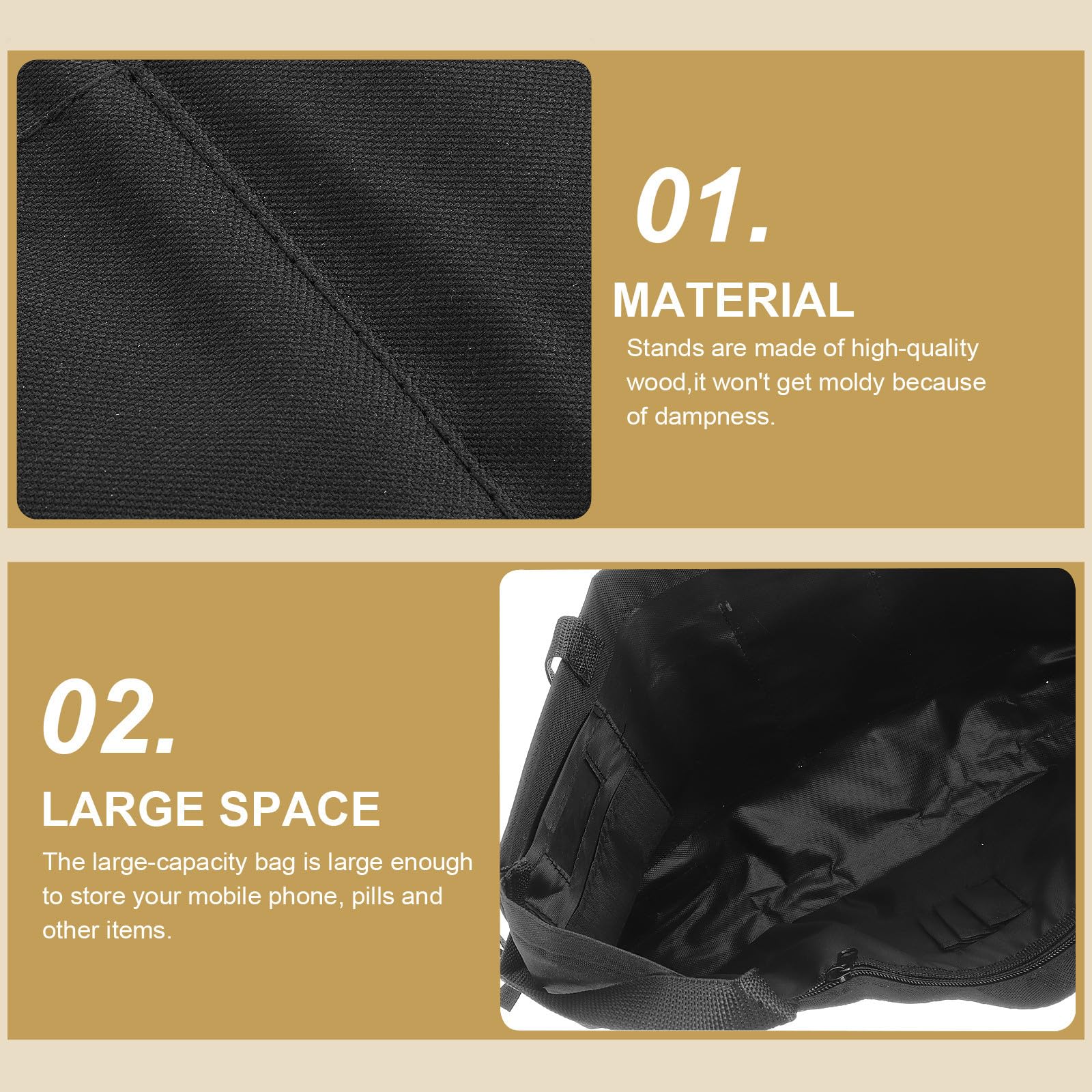 Bolsa Colgante para Andador Negra de Tela Oxford Resistente, Gran Capacidad para Almacenamiento Portátil, Fácil Instalación, Adecuado para Movilidad y Uso Diario