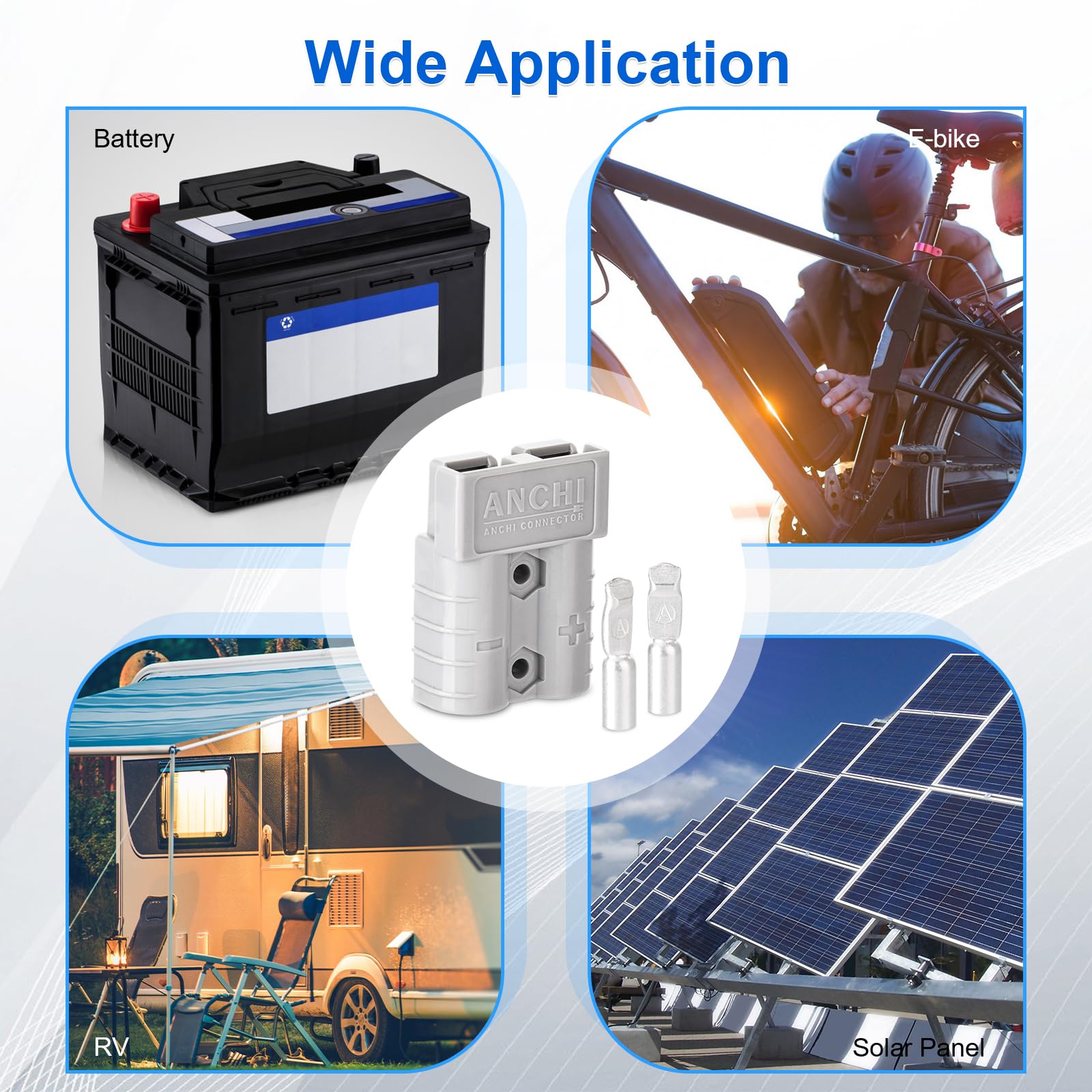 ELFCULB Anderson, 6 connettori da 50 A, connettore rapido, connettore per batteria per auto, camper, roulotte