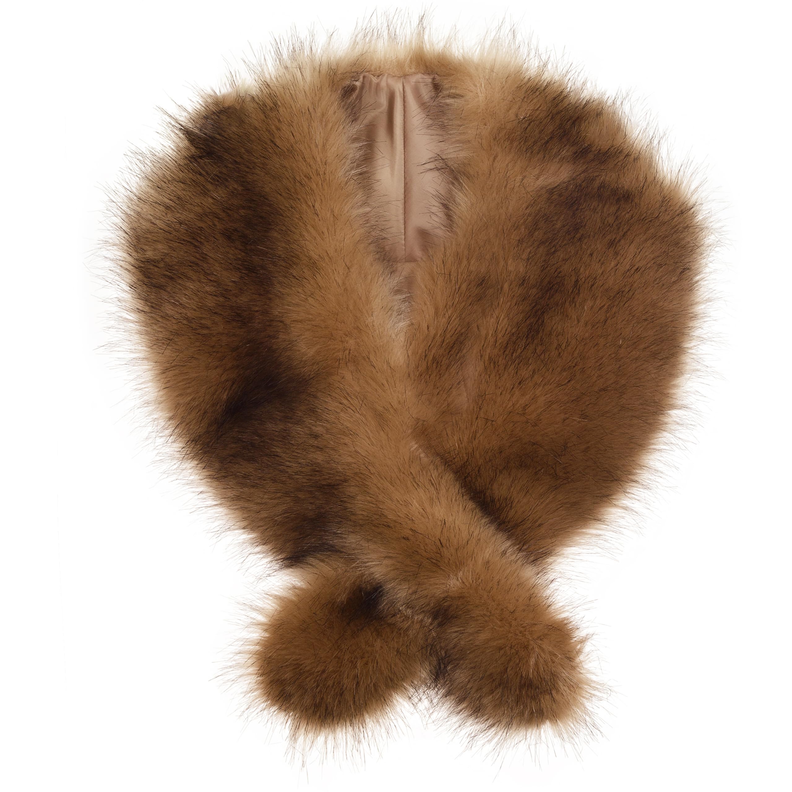Futrzane Classic Shawl - Faux Fur Stoles Wraps for Women - Large Fake Fur Scarf (Beige Classic)