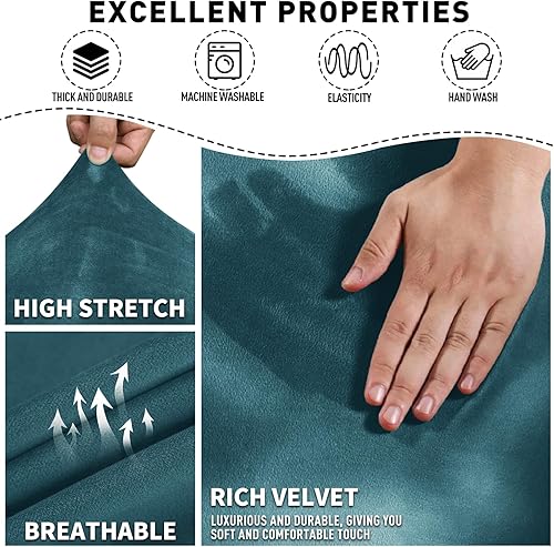 Vista 111 de MAXIJIN - Funda para sillón reclinable de terciopelo de 4 piezas, elástica, afelpada, gruesa y suave, con bolsillo lateral (camello)