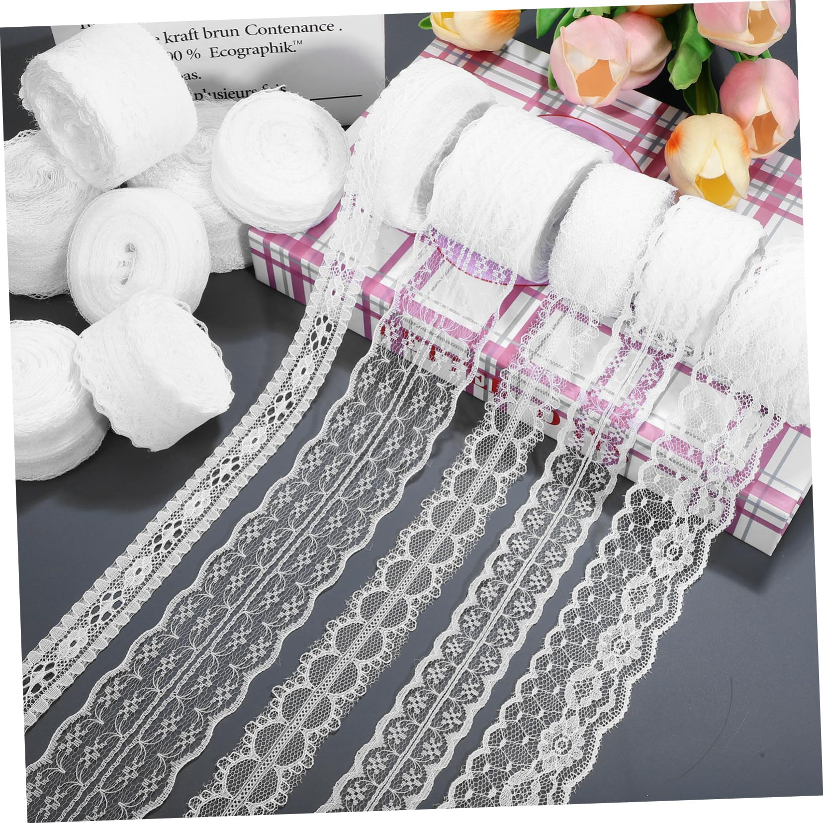 12rollos Cinta De Encaje Blanca Ribete De Encaje Para Manualidades Cintas De Para Flores De Para Para Manualidades Tela De De Para Envolver Regalos