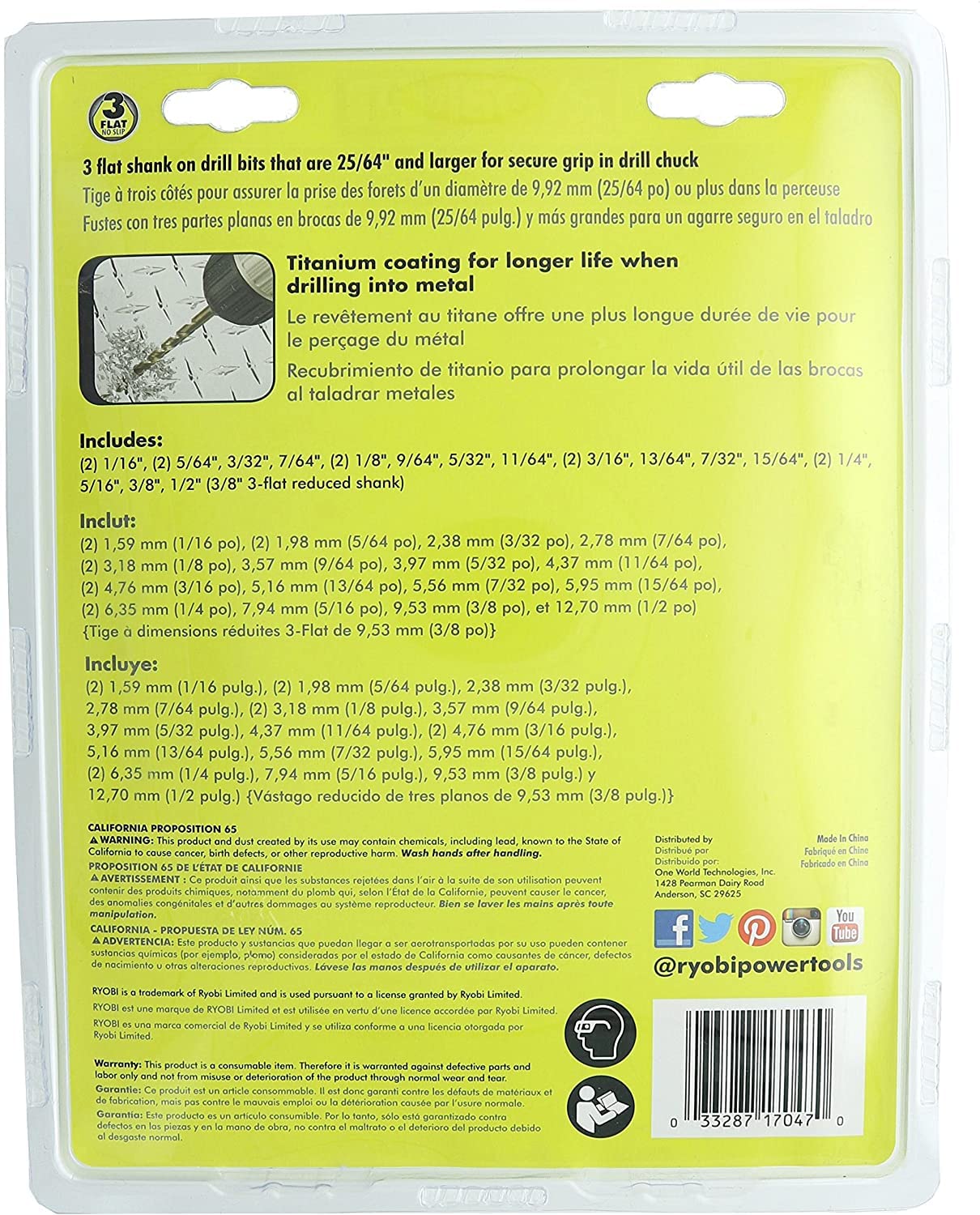 Ryobi Titanium Coated 21 PCS Drill Bit 