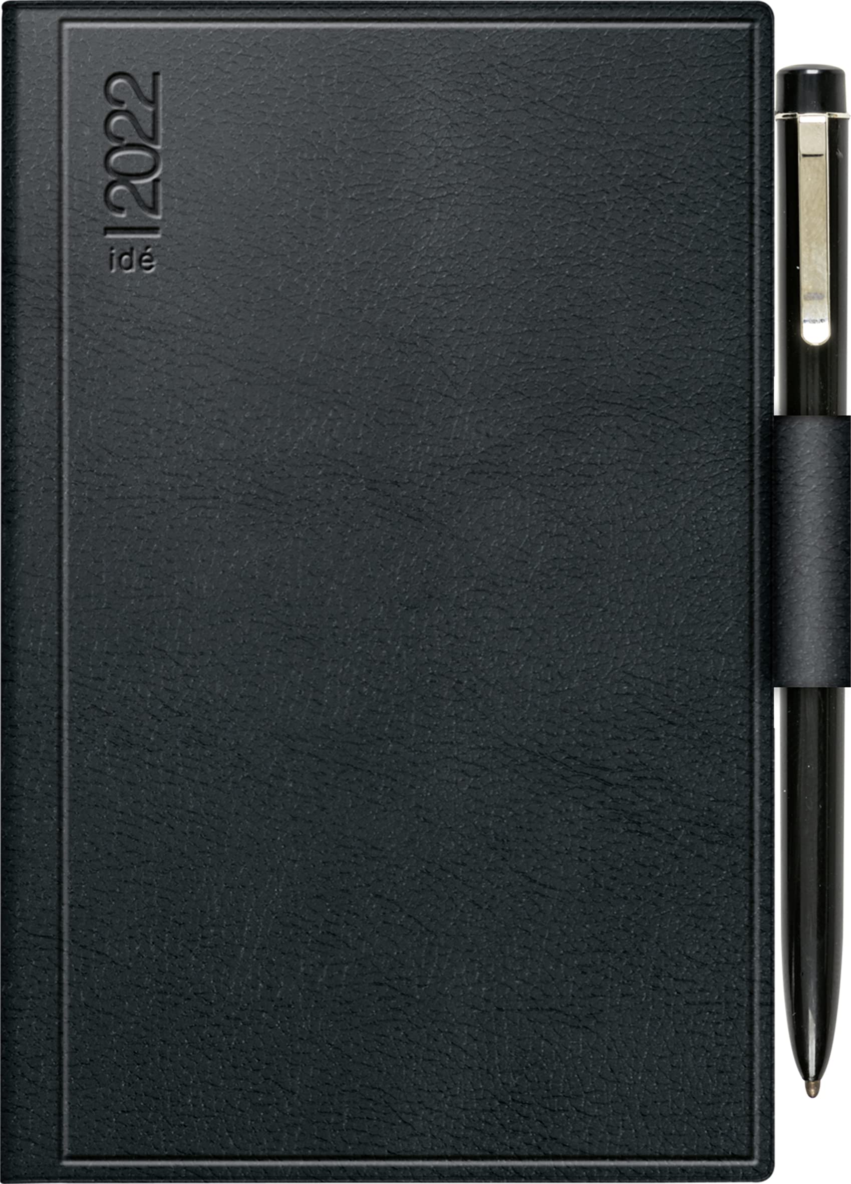 rido/idé 7016263902 Tageskalender/Taschenkalender 2022 Modell Industrie II, Kunststoff-Einband Skivertex, schwarz