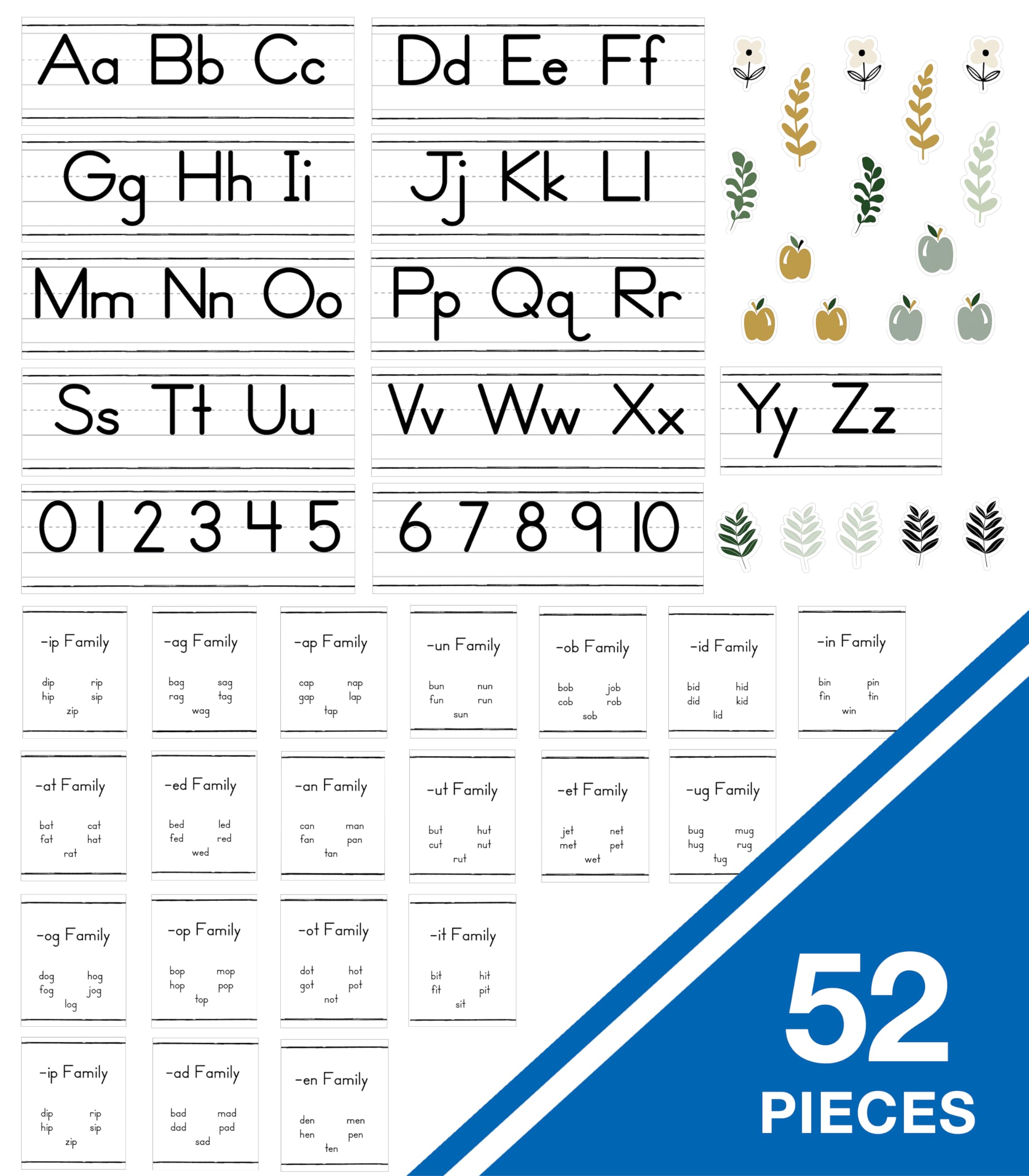 Carson Dellosa 52 pc Farmhouse Manuscript Alphabet & Number Line Bulletin Board Set, Farmhouse Classroom Alphabet Line - Image 2