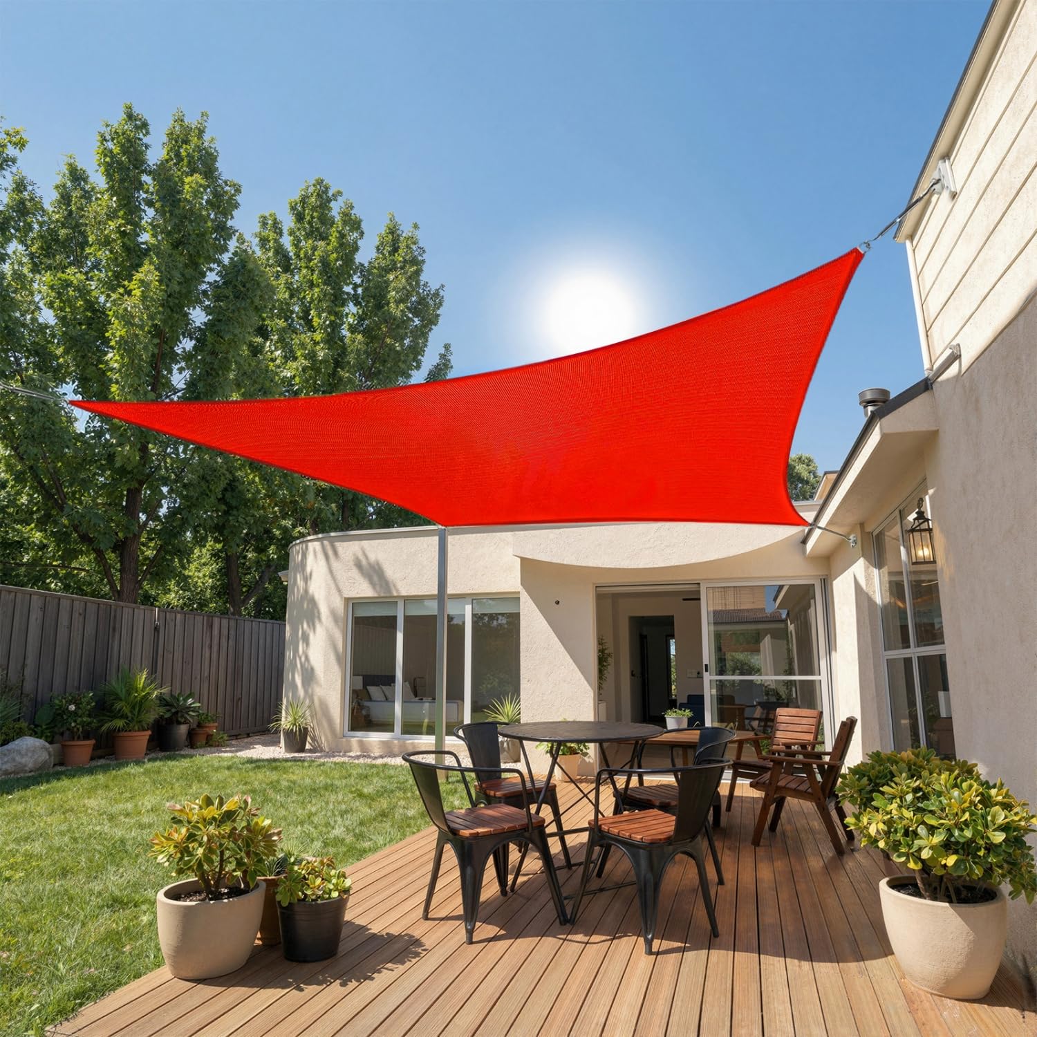 Voile d'ombrage rectangulaire rouge 3x4m contre la chaleur