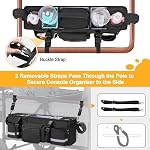 GRAOSO Parent Console Stroller Organizer Compatible with WONDERFOLD W4, with Four Insulated Cup Holders, a Removable Cooler Bag, Special Board Design Make It Not Easy Collapse and Tilting, Black