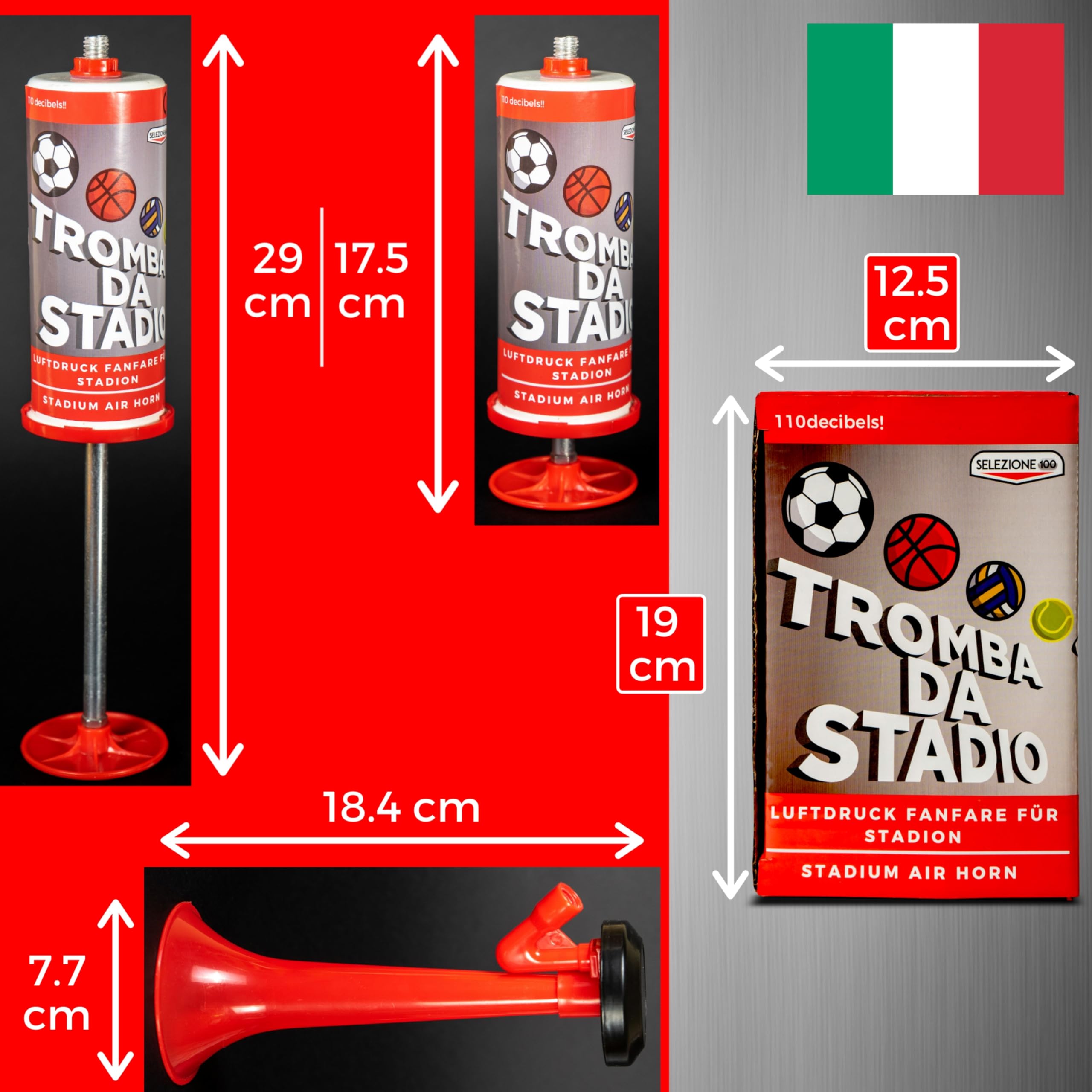 tromba da stadio, trombetta da stadio, trombette da stadio manuali, trombe da stadio senza gas, trombe da stadio, tromba stadio manuale trombetta stadio; utilizzabile come tromba barca