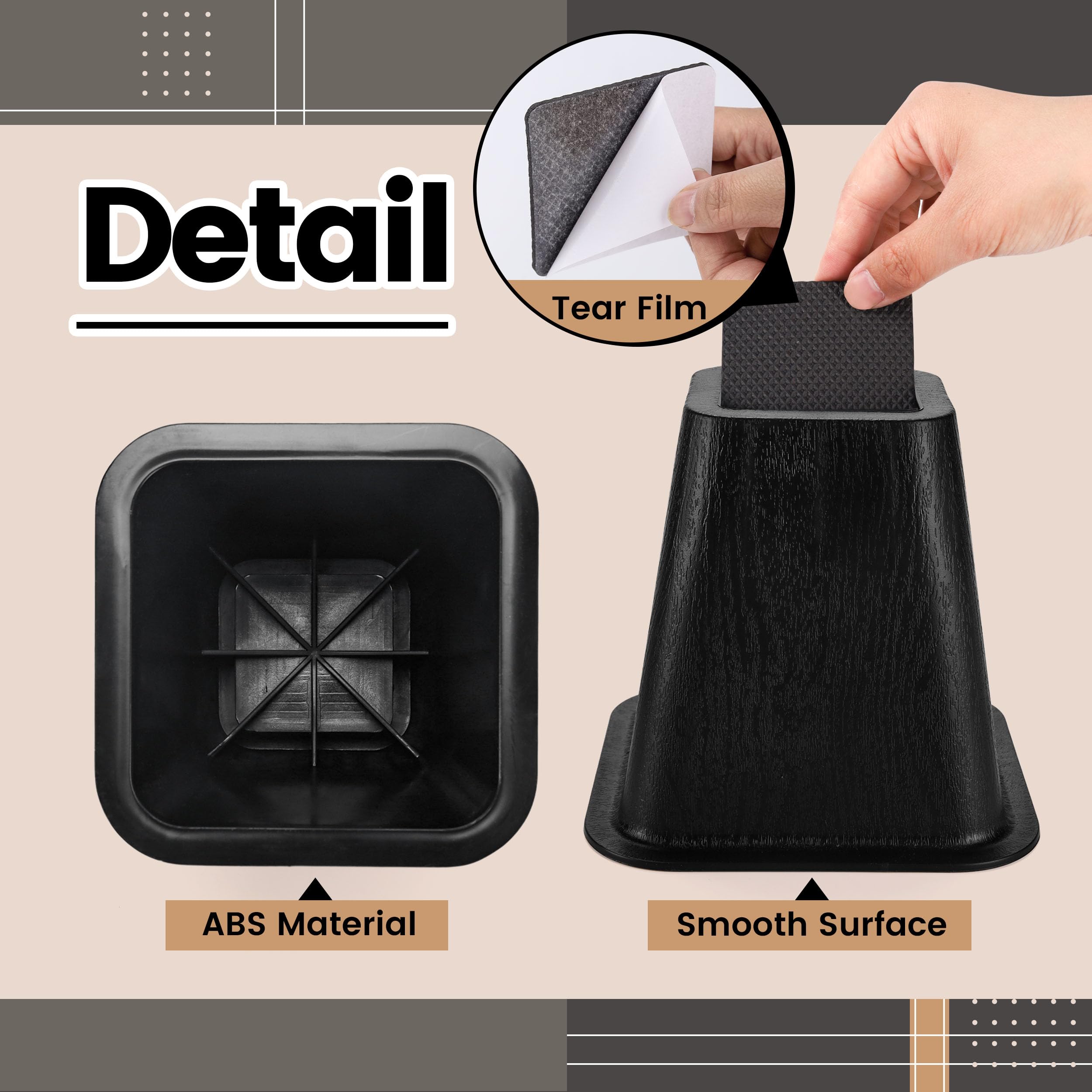 Snapklik.com : Bed Risers 6 Inch Heavy Duty Furniture Lifts Risers For ...