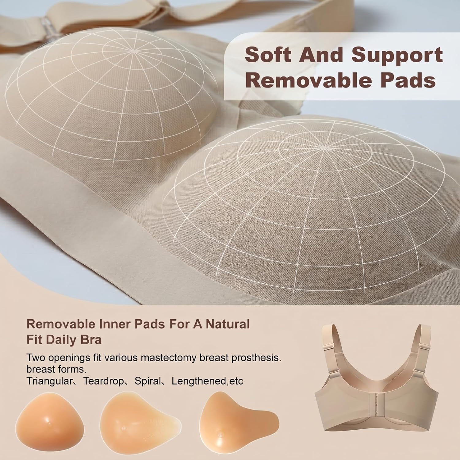 Post-Mastectomy Bras with Removable Prosthetic Pockets - Comfortable & Supportive Breast Cancer Recovery Bras for Women