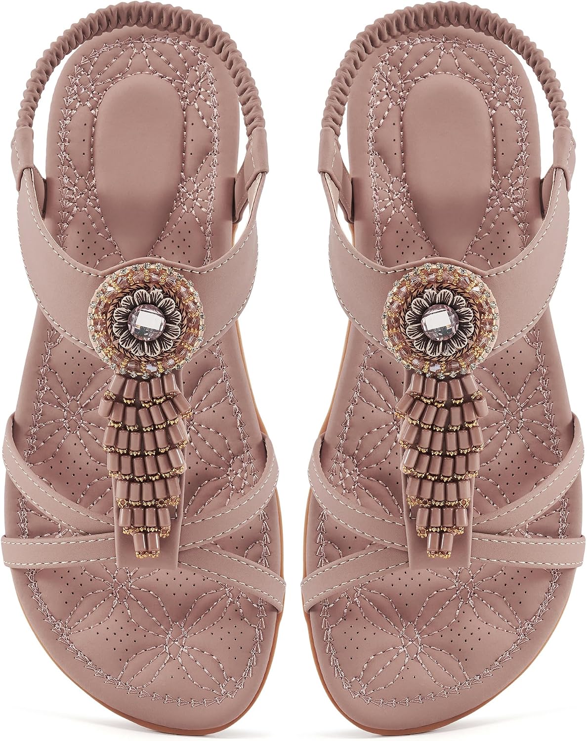 Alicegana Women's Flat Sandals Dressy Summer Comfortable Bohemian Walking Beach Travel Shoes
