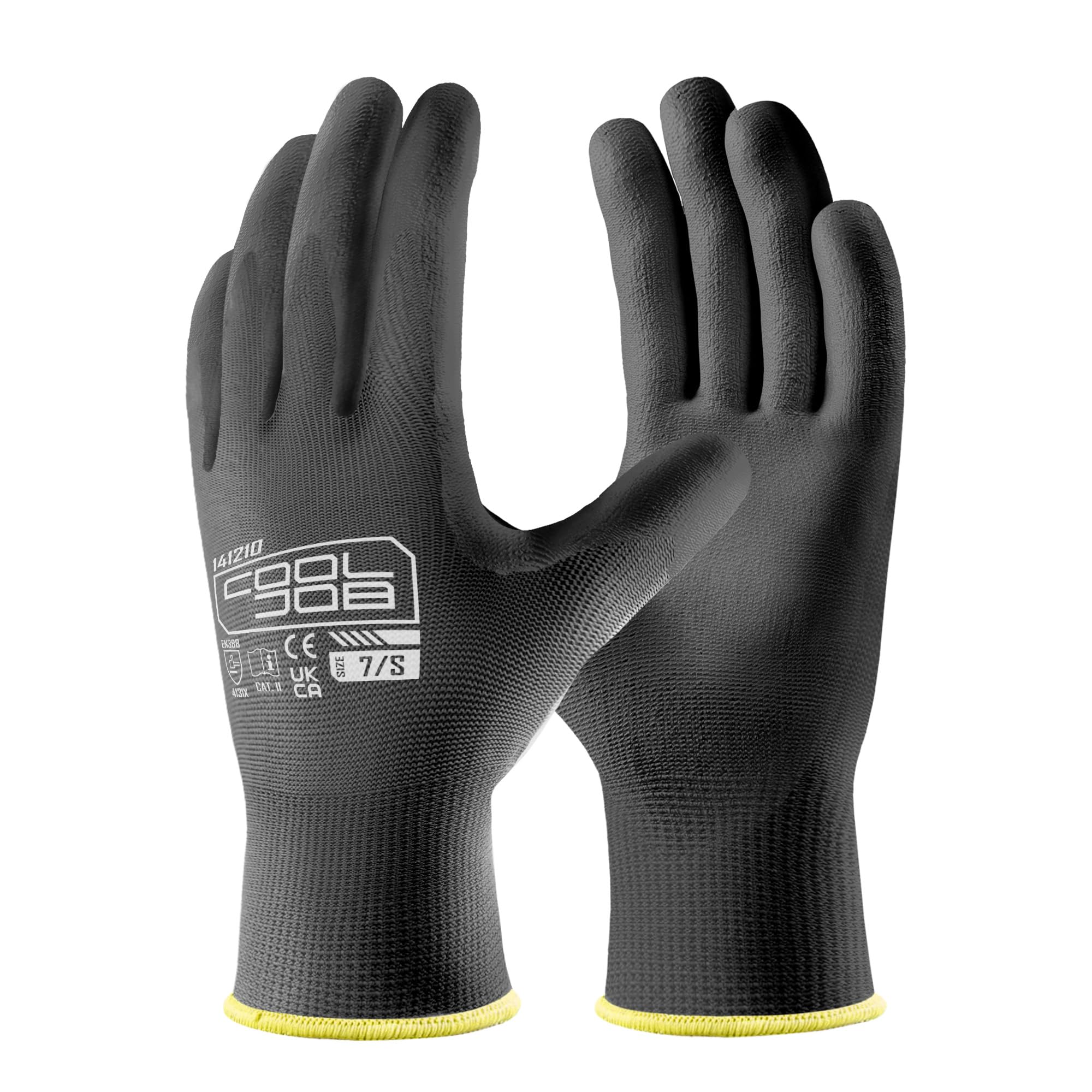 COOLJOB 12 Pairs Safety Work Gloves Pack Bulk with Grip PU