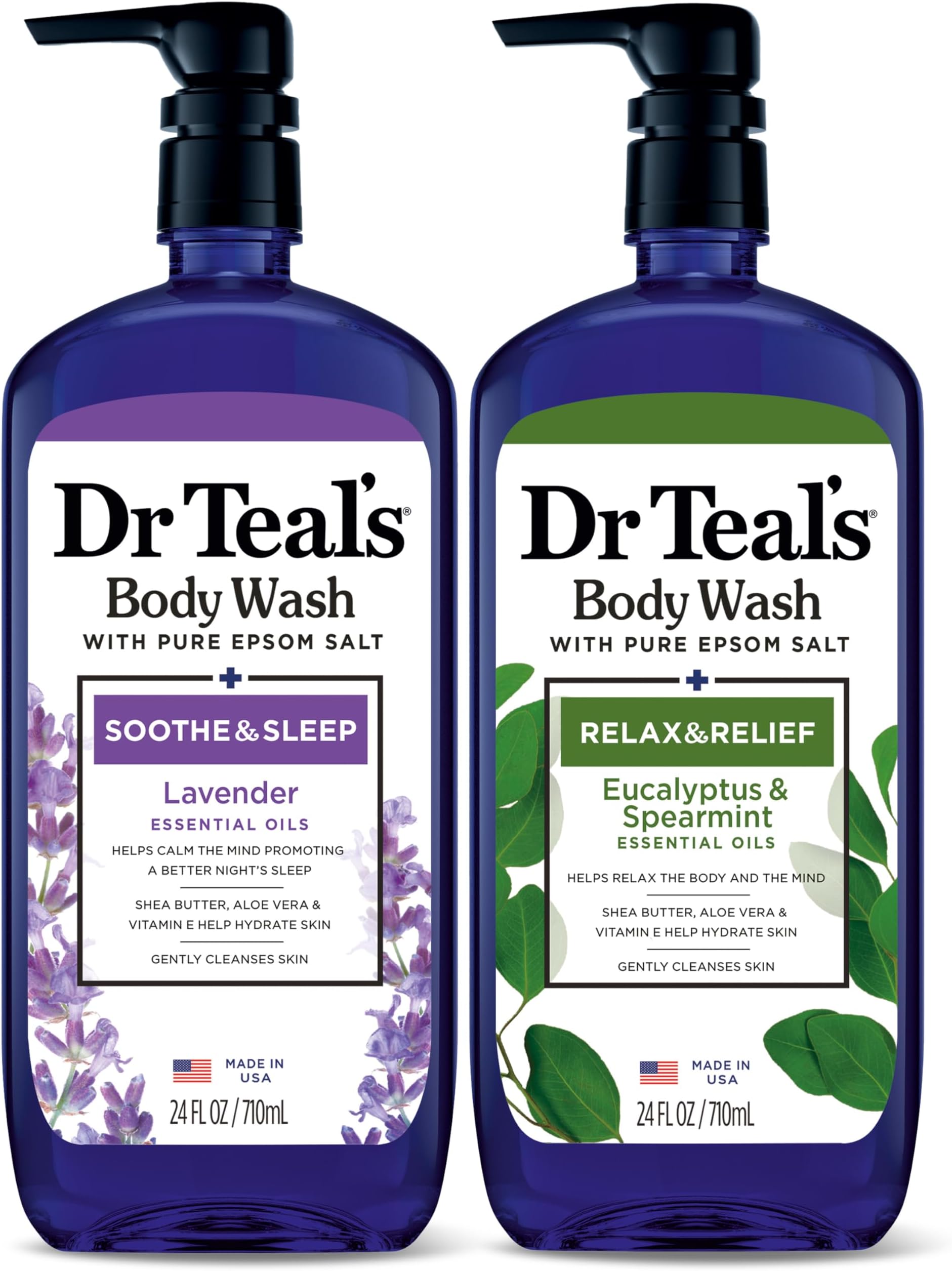 Body Wash with Pure Epsom Salt, Lavender & Eucalyptus, 24 fl oz (Pack of 2)