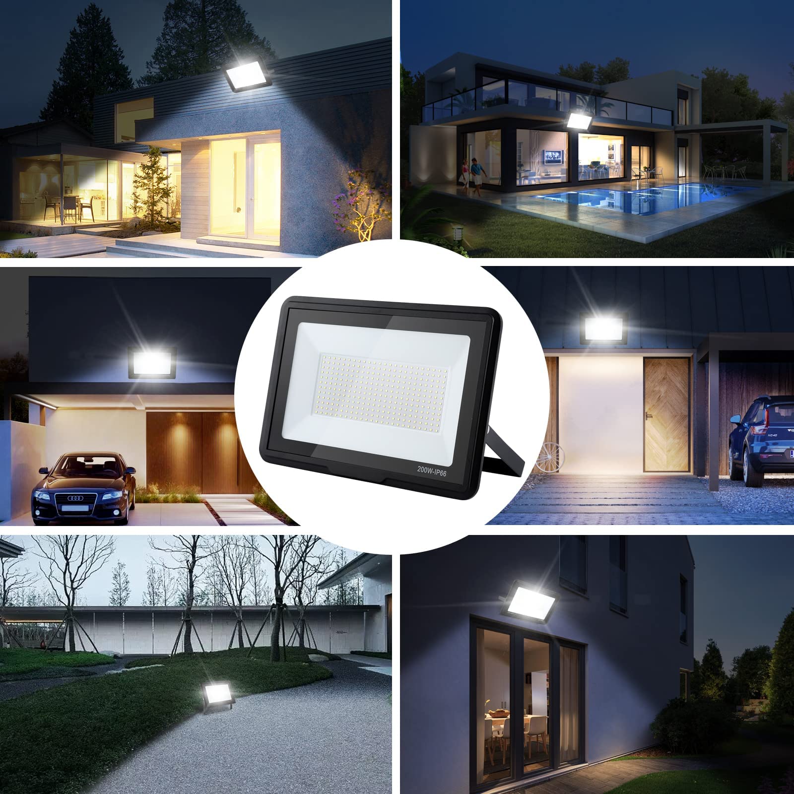 LED Strahler Außen 200W: 20000LM 6000K IP66 Flutlichtstrahler Außenleuchte | Led Scheinwerfer Energiesparend Flutlicht Für Sportplätze,Garagenhöfe,Gärten