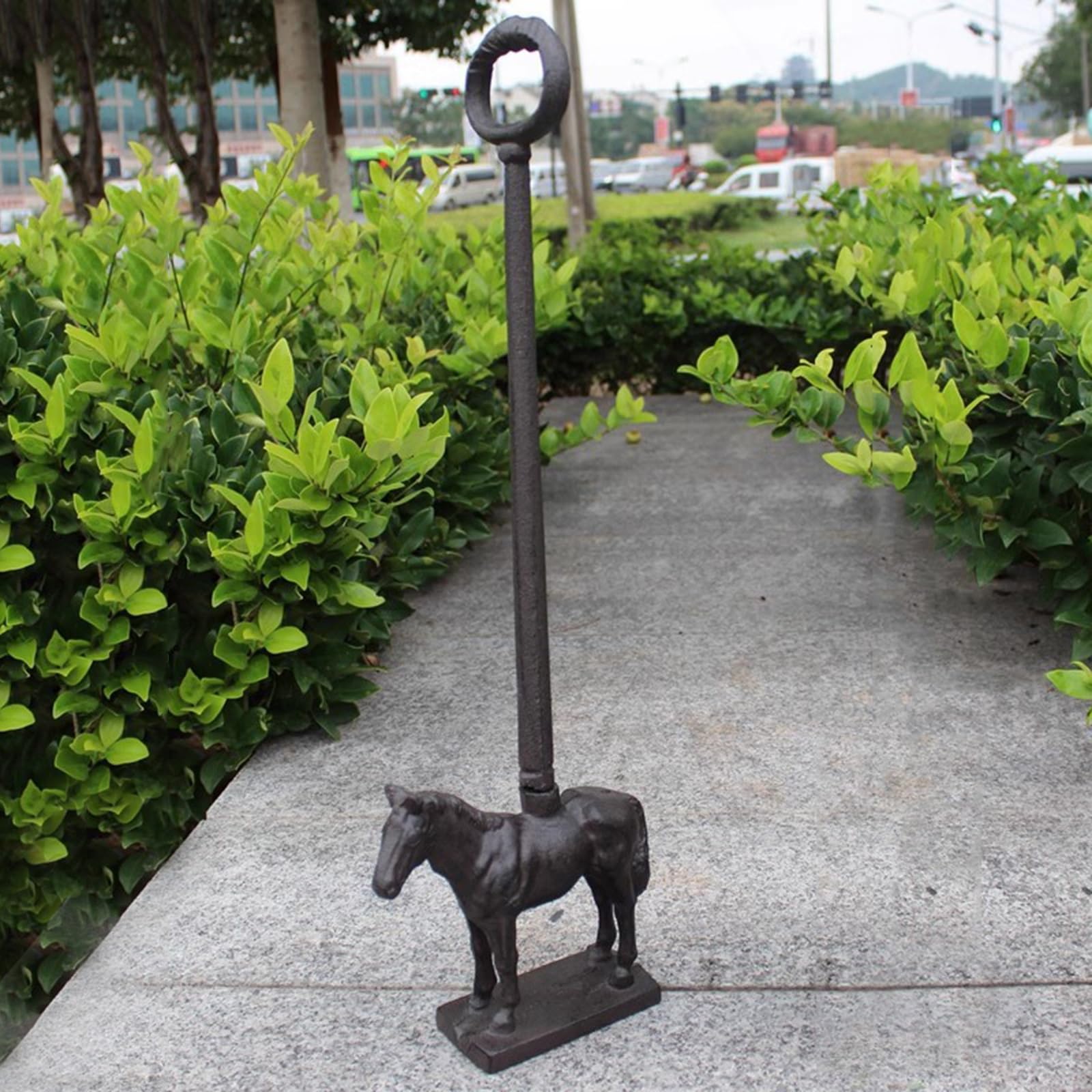 Cale de Porte Butée De Porte En Fonte Massive, Panneau avec Cheval, Résistance De Porte Haute avec Poignée De Transport, Poids pour Maintenir La Porte Ouverte(Black)