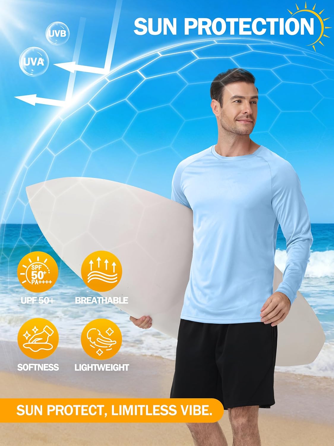 ZITY 5 Pack: Men's Long Sleeve Shirts UPF 50+ UV Sun Protection Quick Dry Athletic Shirts for Running Workout Rash Guard - Image 5