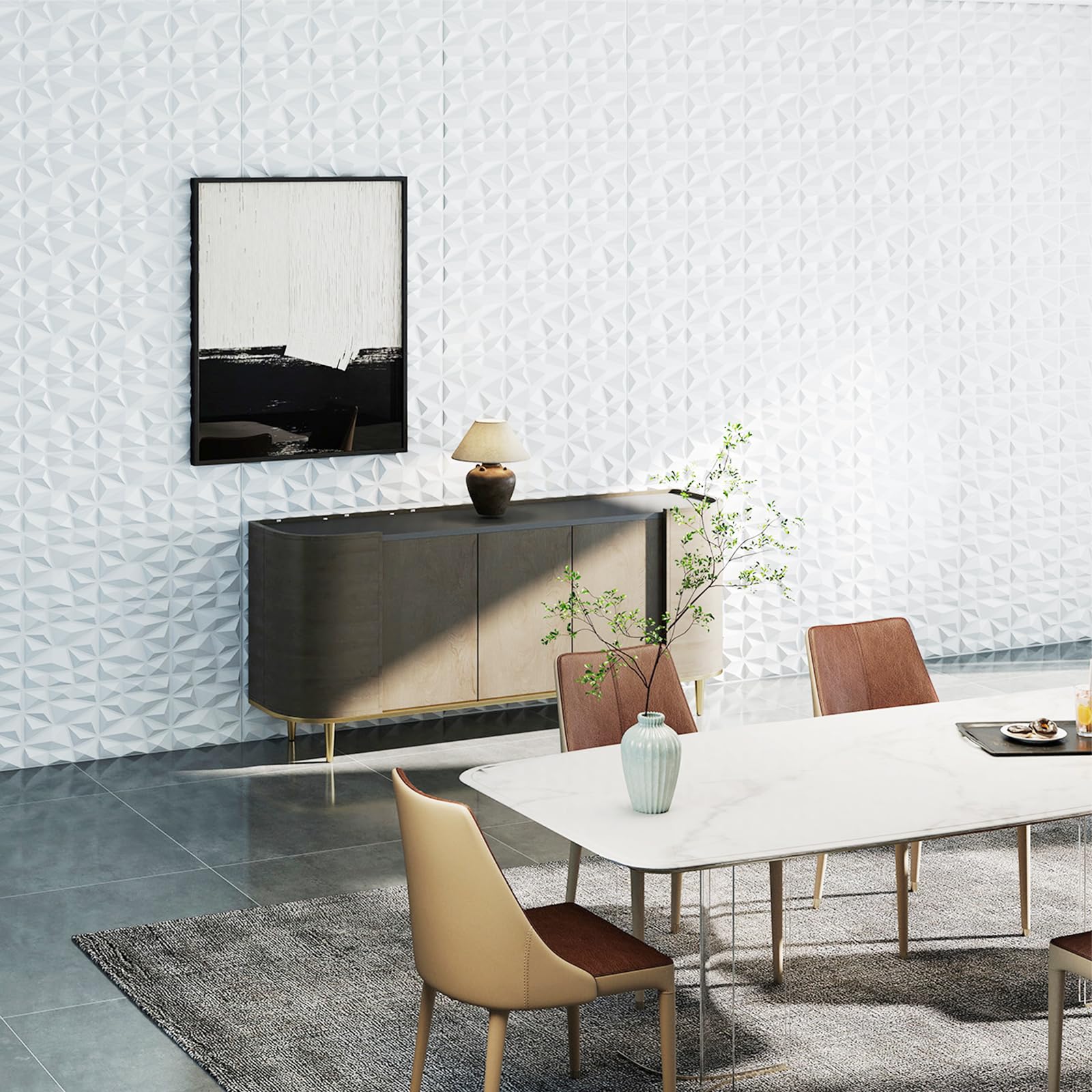 LIFEZEAL 50/100 pezzi 3D Pannelli decorativi da parete, pannelli decorativi a forma di diamante, decorazione murale DIY per interni, pannelli decorativi in PVC per soffitto e murales per casa e