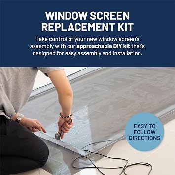 Window Screen Replacement Kit, 36, 48 and 60 Window Frames, White or Bronze, with Screen Mesh Roll. Easy Installation!