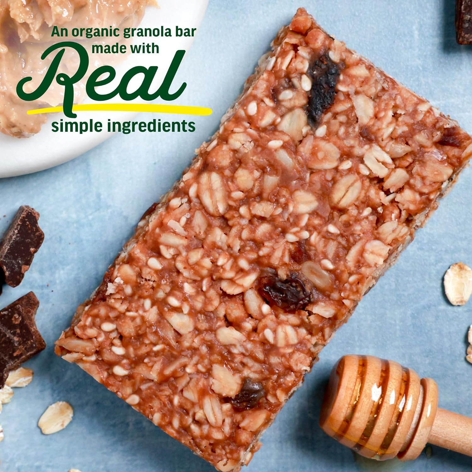 Kate’s Real Food Organic Energy Bars, Non-GMO, All-Natural Ingredients, Gluten-Free and Soy-Free Healthy Snack with Natural Flavors, Peanut Butter and Dark Chocolate (Pack of 12)