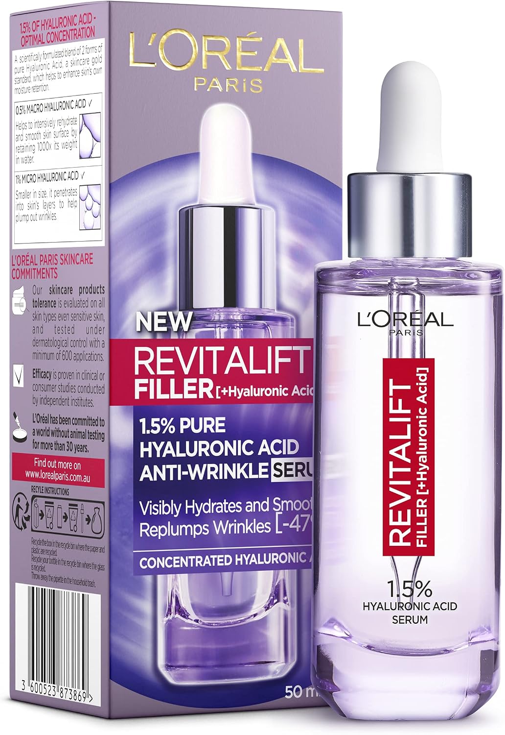 L'Oréal Paris Hyaluronic Serum, Revitalift Filler, Anti-Ageing Face Care, Anti-Wrinkle