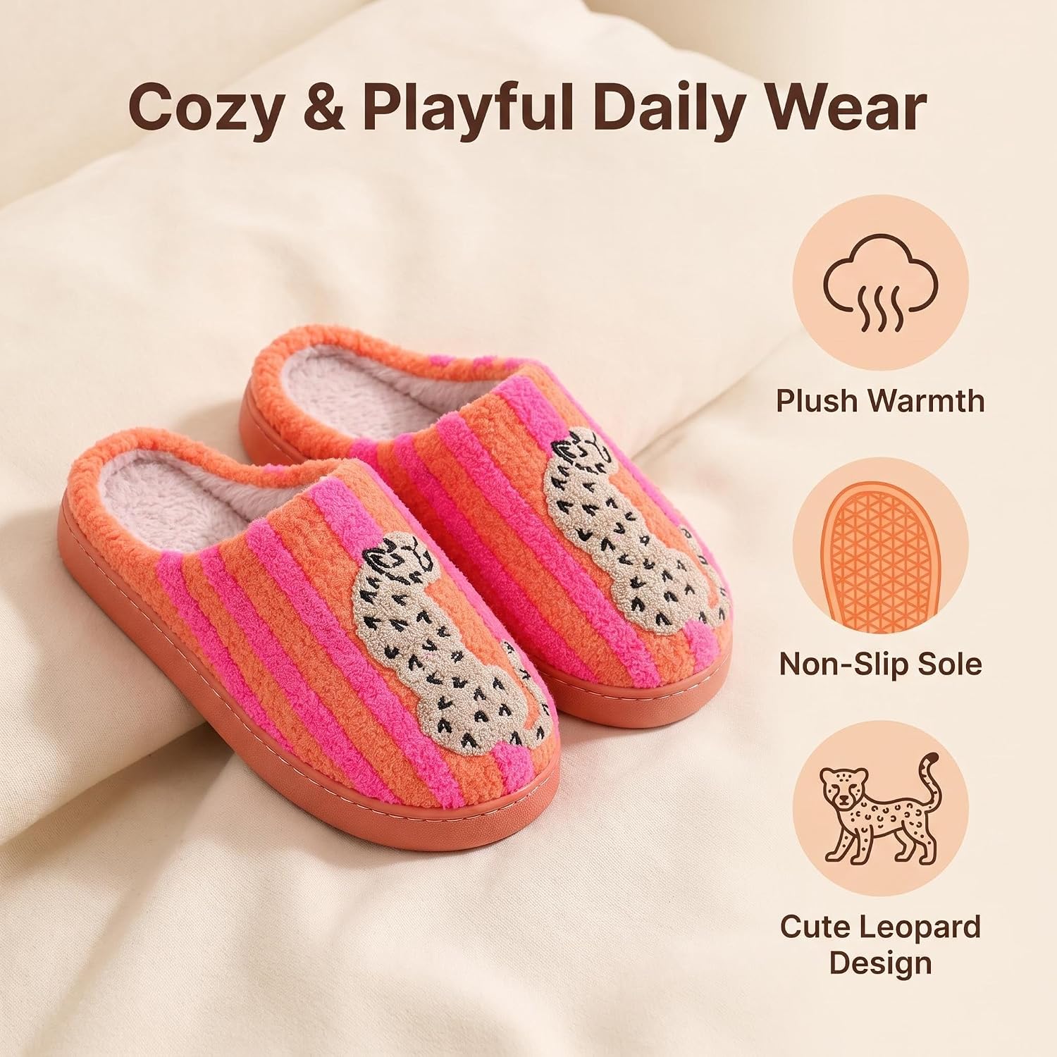 Fuzzy Cozy Slippers for Men & Women, Non‑Slip Plush Indoor House Shoes