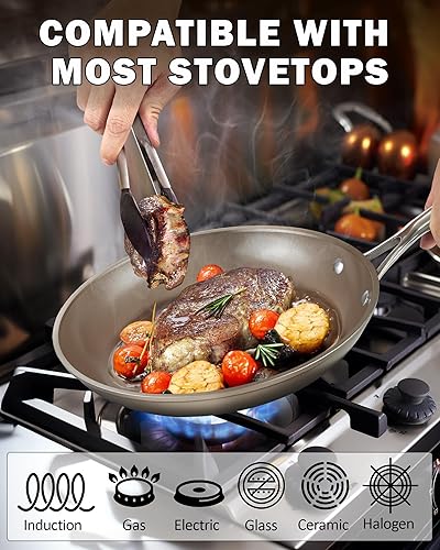 Miniatura 4 de Cooks Standard Sartén antiadherente de cerámica anodizada dura, de 8 pulgadas, sartén clásica para tortilla de huevos con mango de acero inoxidable,