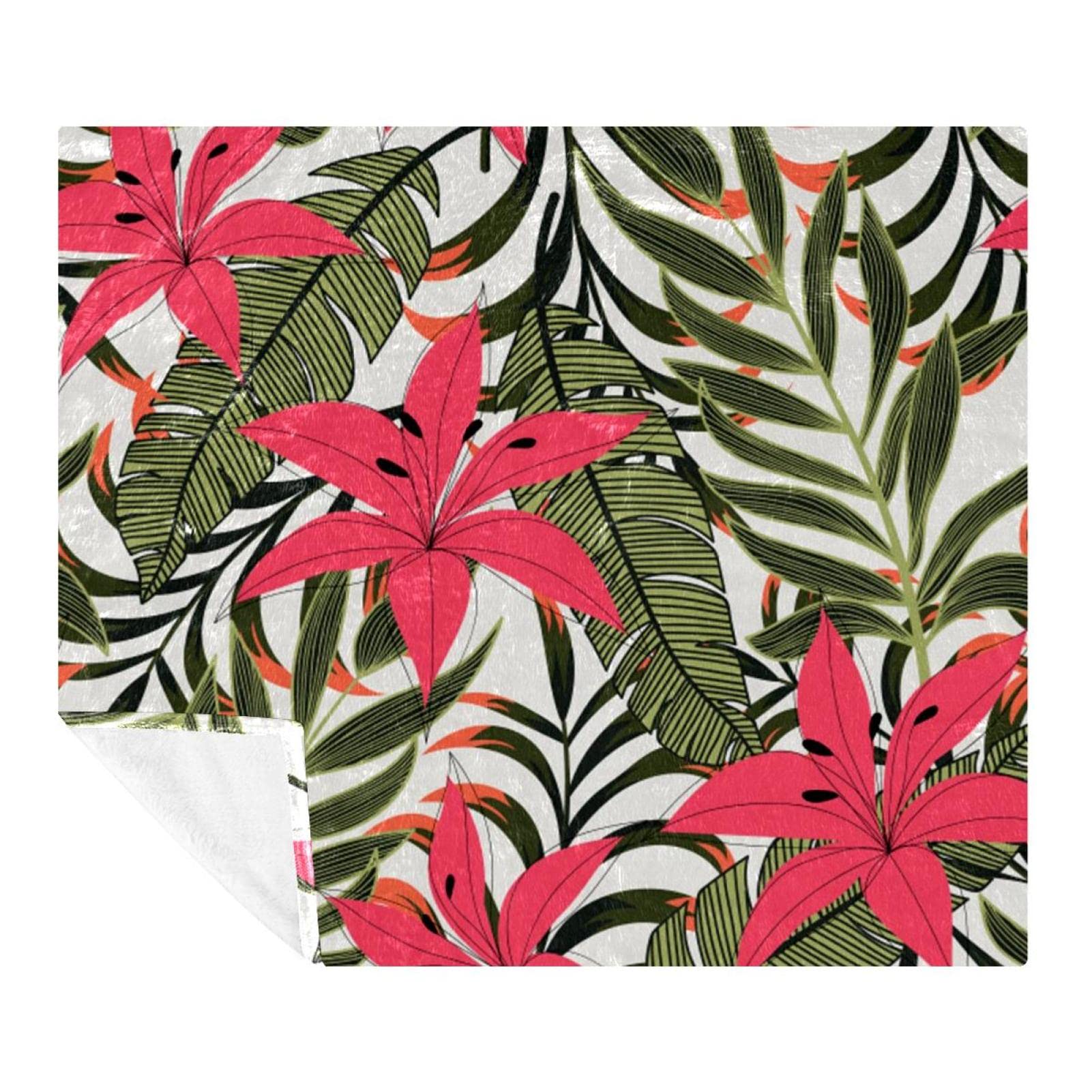 Couverture pour lit et canapé à motif de fleurs exotiques
