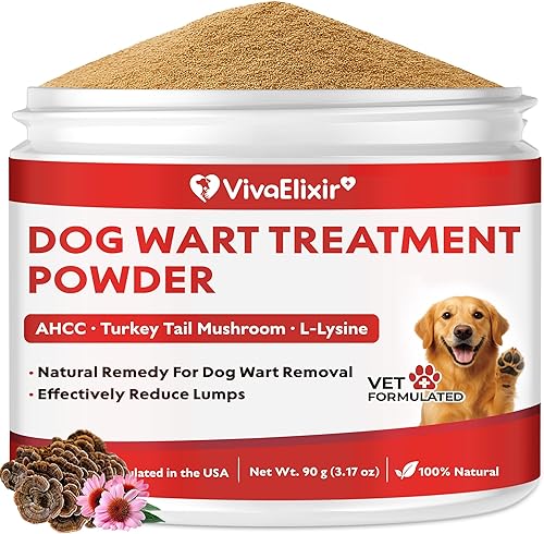 Soporte de verrugas y golpes para perros, lipoma y protector de salud celular, polvo de apoyo inmunológico con hongo de cola de pavo, L-lisina,