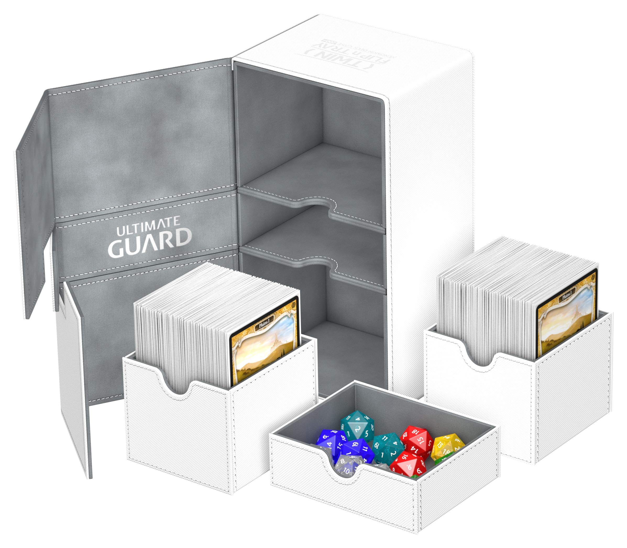 Ultimate Guard Twin Flip´n´Tray Deck Case 200+ Caja de Cartas Tamaño Estándar XenoSkin Blanco