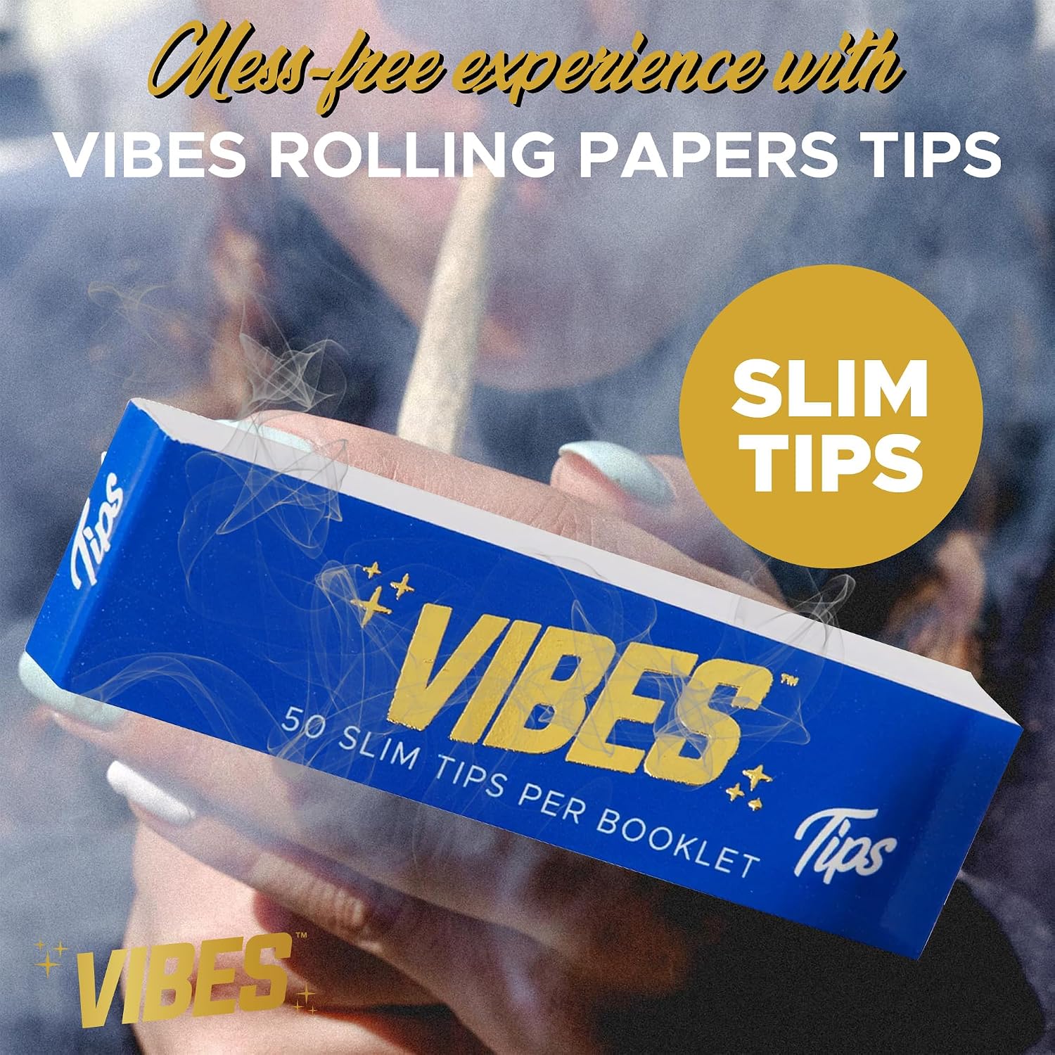 Vibes - Vibes Rolling Papers Tips - 250 Total Tips, Premium Quality, Enhanced Airflow, No-Mess, 50 Booklets Box