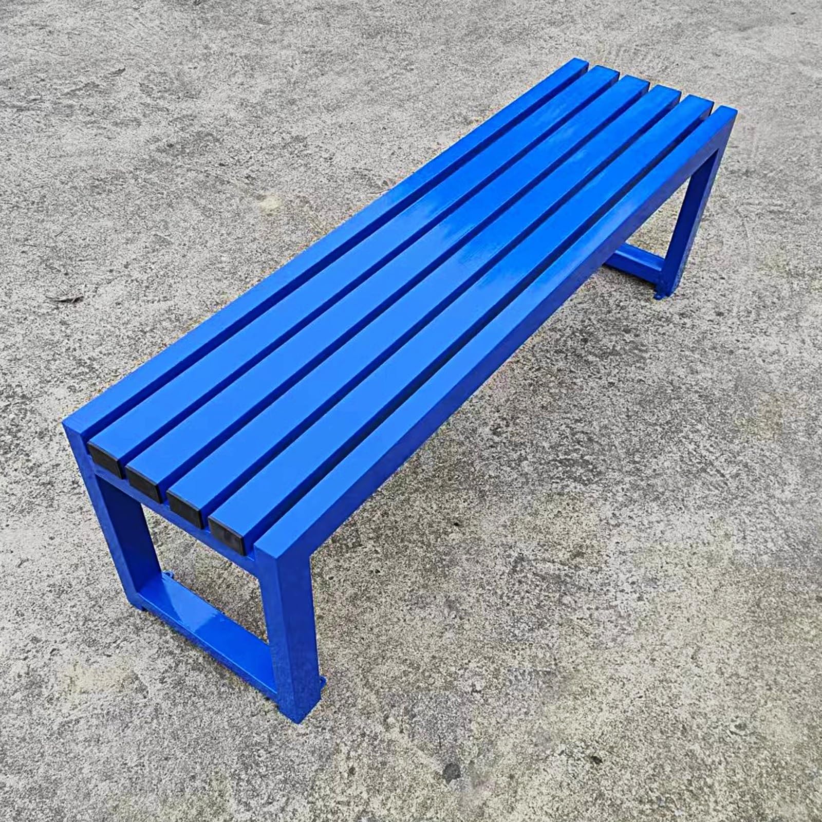 Ławka ogrodowa na patio, metalowa, odporna na warunki atmosferyczne, 3-osobowa, do użytku wewnątrz i na zewnątrz, do ogrodu, na patio i do salonu, nośność 700 funtów (niebieska, 100 cm/39,3