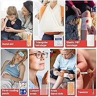 Vista 7 de Kit de primeros auxilios de 120 piezas para viajes, coche y supervivencia de emergencia, suministros médicos compactos e impermeables con vendajes