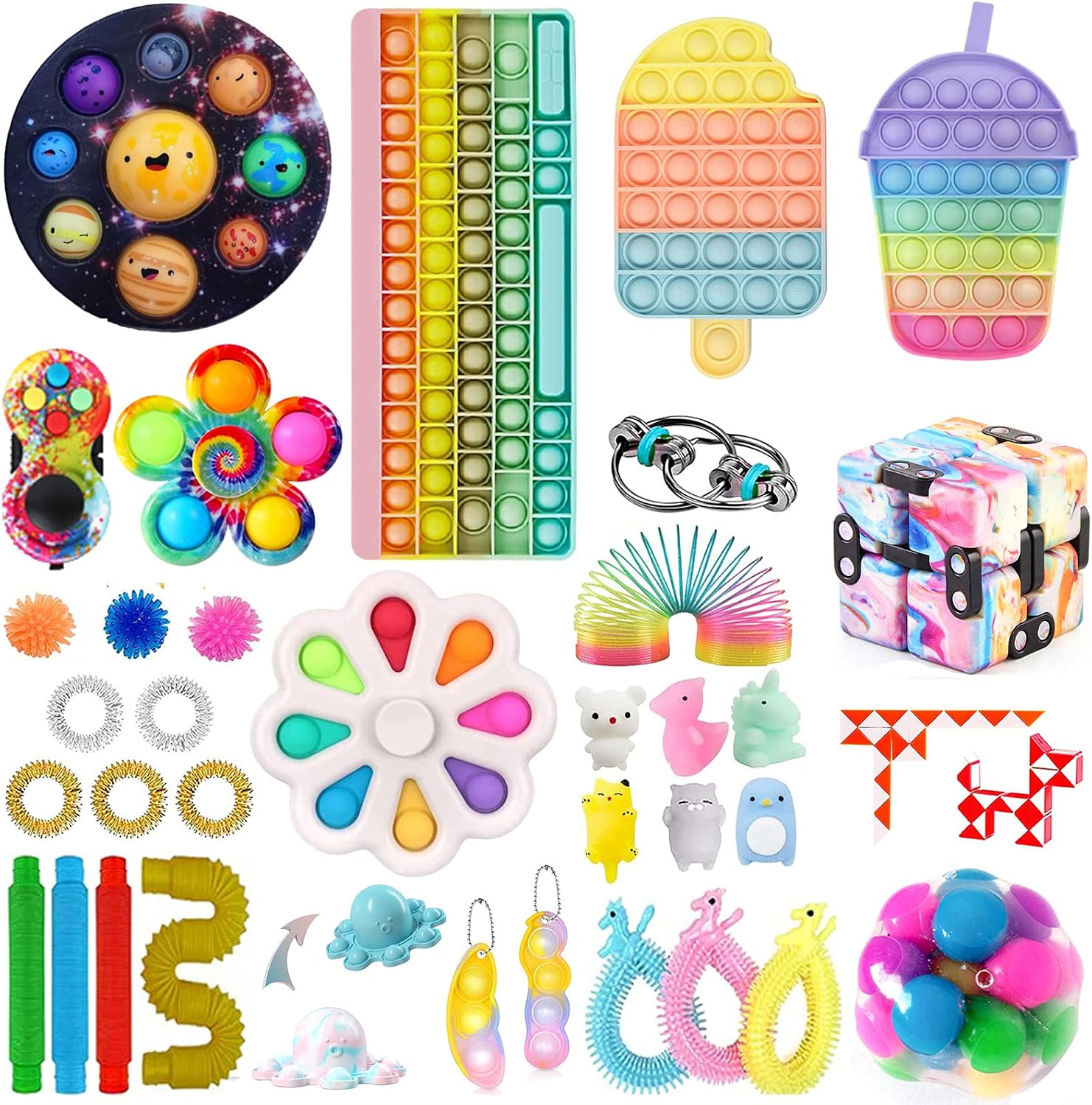 Fidget, Fidget Pack, Figetsss Toys Sets, Fidget Toys, Fidgets Pack Fidget Kit Pop Toy Pack Stress Anxiety Relief Toys for ADHD(Fidget Pack-2)