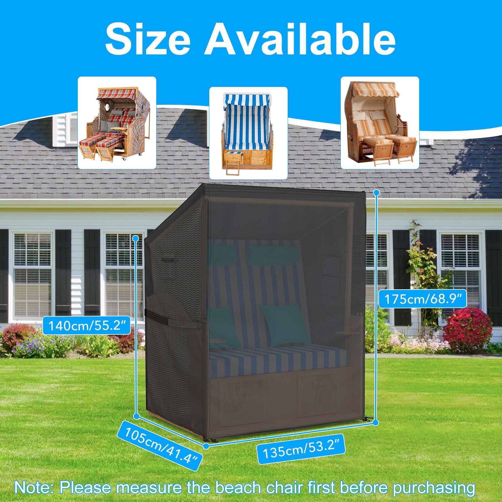 Copertura Per Sedia A Sdraio Qwork - Tessuto Oxford 420D Con PVC, Impermeabile, UV Resistant - Foto 2