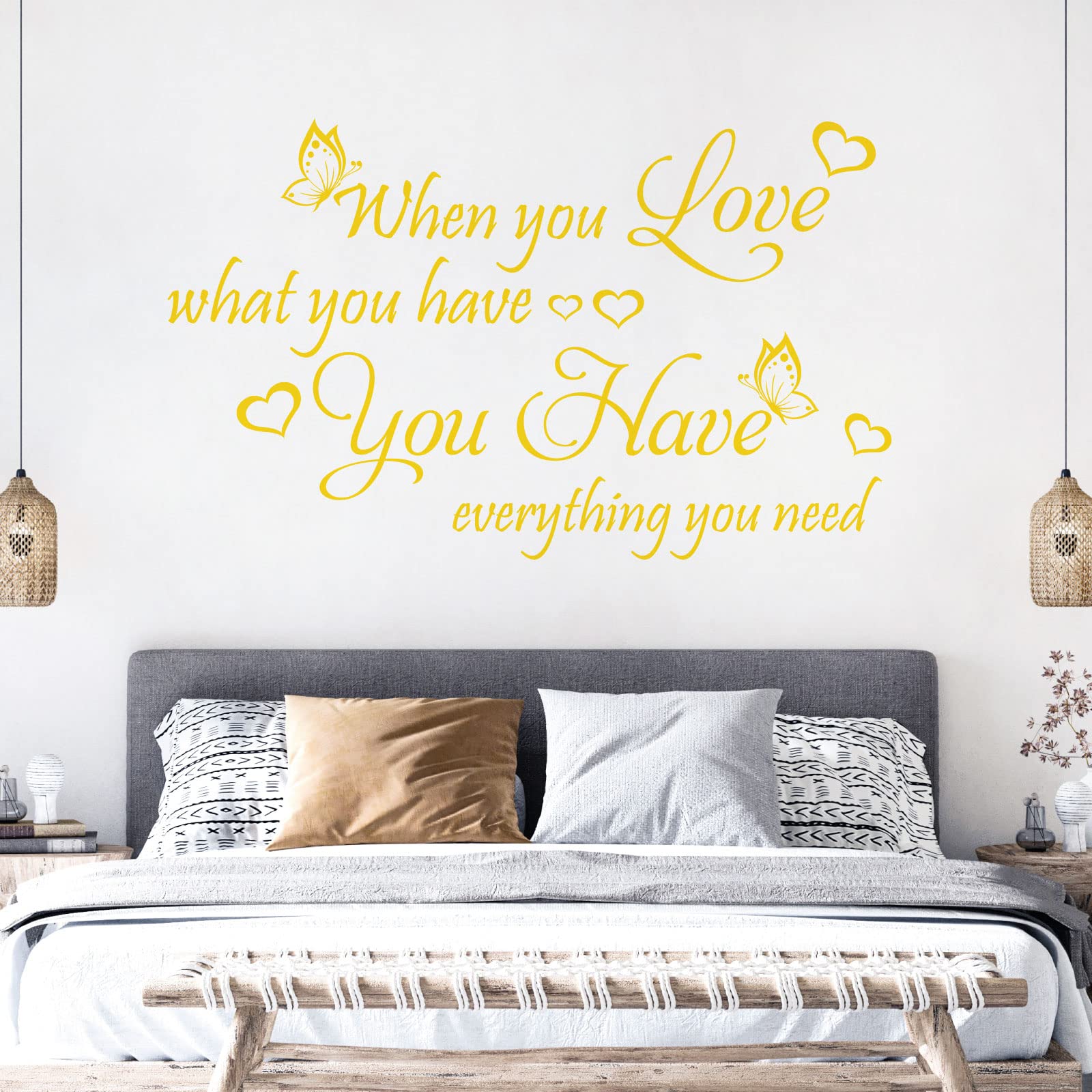 When You Love What You Have, You Have Everything ... - Quote Decal Wall Sticker [XLarge] [Medium Yellow]