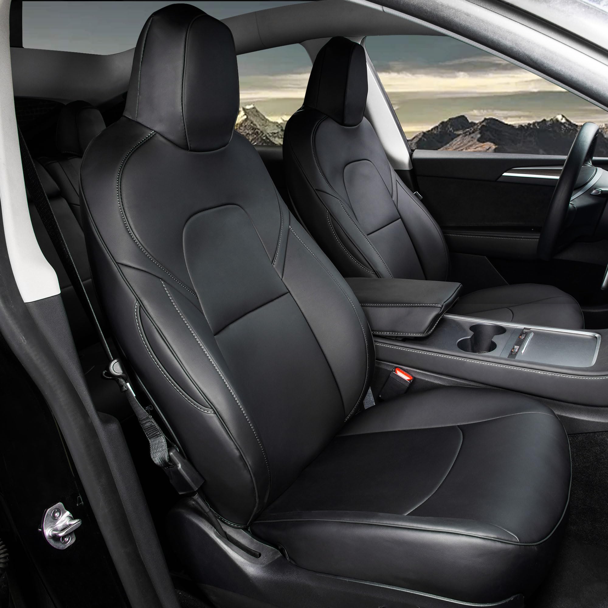 Amazon.com: Black Napa Leather Car Seat Covers for Tesla Model 3 
