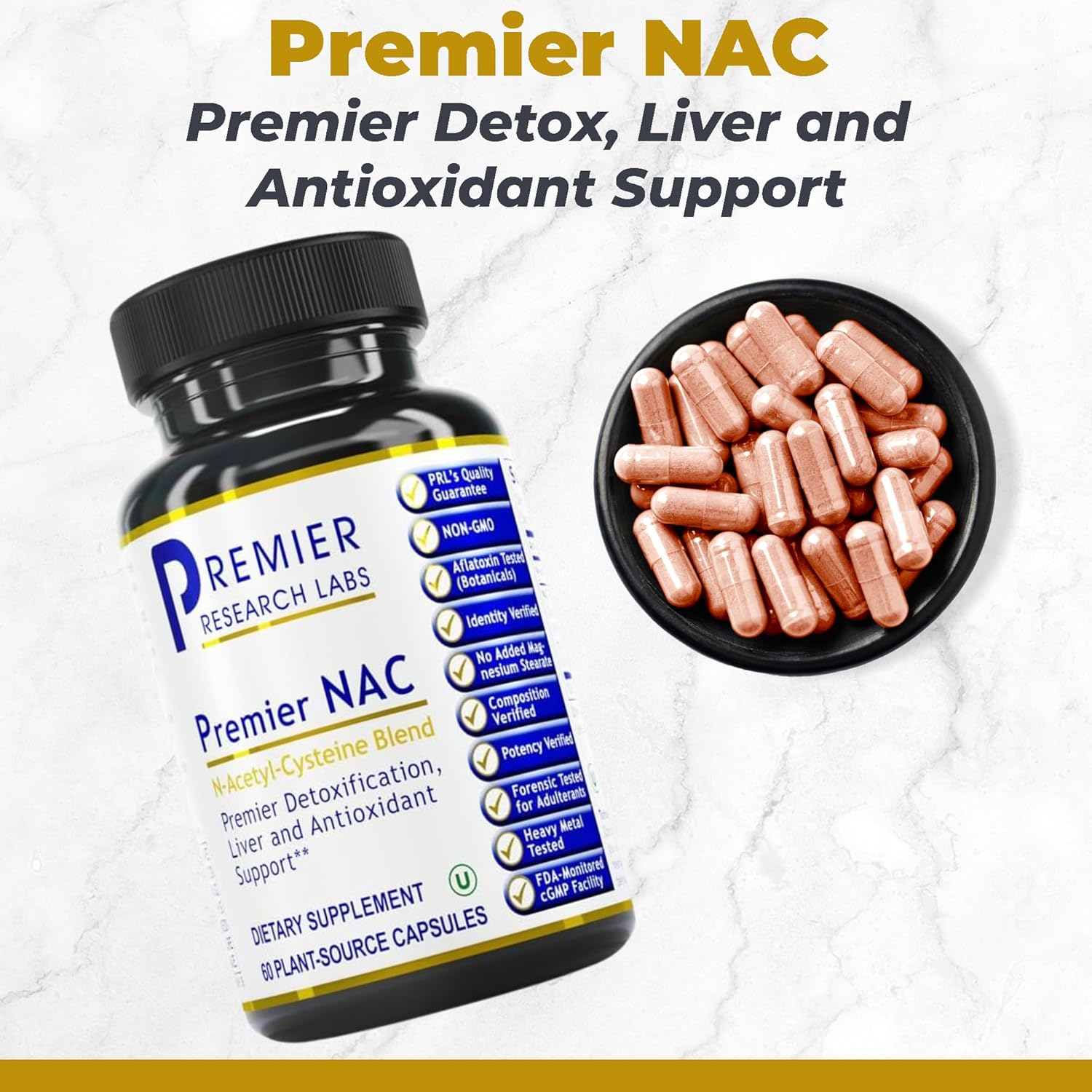 Premier Research Labs Premier NAC - NAC Supplement N-Acetyl Cysteine, N-Acetyl-L-Cysteine, Liver & Immune Support, 300mg NAC Per Capsule - 60 Vegetarian Capsules - Image 2