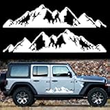 TOMALL 1 Pair 29.7'' Mountains Stickers Decal for Car Body Door Side Auto Snow Mountains Graphic Vinyl Decal Decoration for SUV Truck Off-Road Vehicles Universal Long Size Stickers Accessories (White)