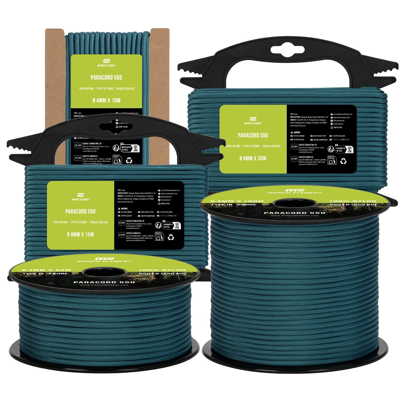 Manco Element 550 Paracord 4mm x 15m Cord Type III 7 Strands Rope
