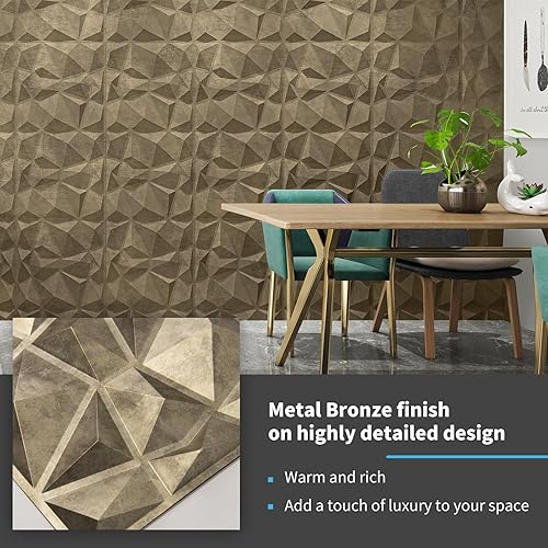 Vista 14 de Art3d 3D Revestimiento con textura 3D para pared, color gris diamante, 19.7 x 19.7 pulgadas (12 unidades)