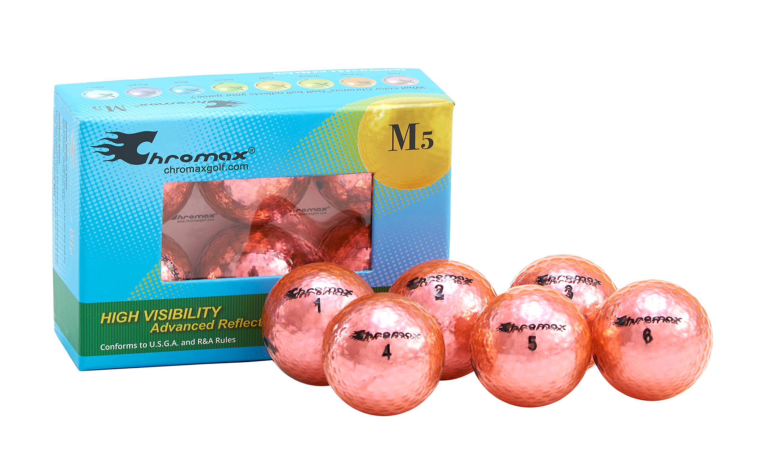 Best Impressions Chromax Metallic M5 Golf Balls - 6 Pack (Metallic Pink, Non-Personalised)