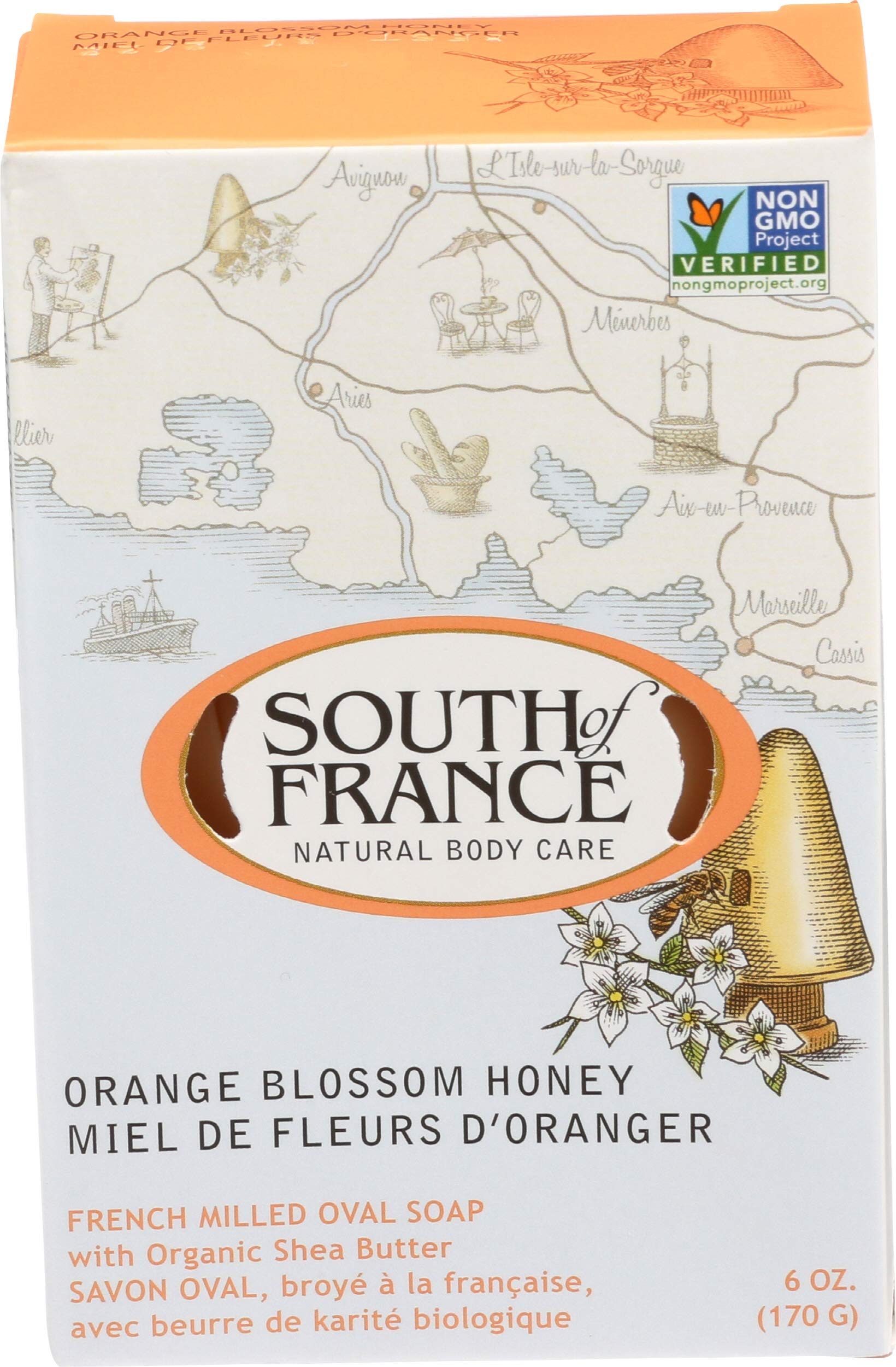 Orange Blossom Honey : South of France Natural Orange Blossom Honey Bar Soap, 6 Ounce - 1 each