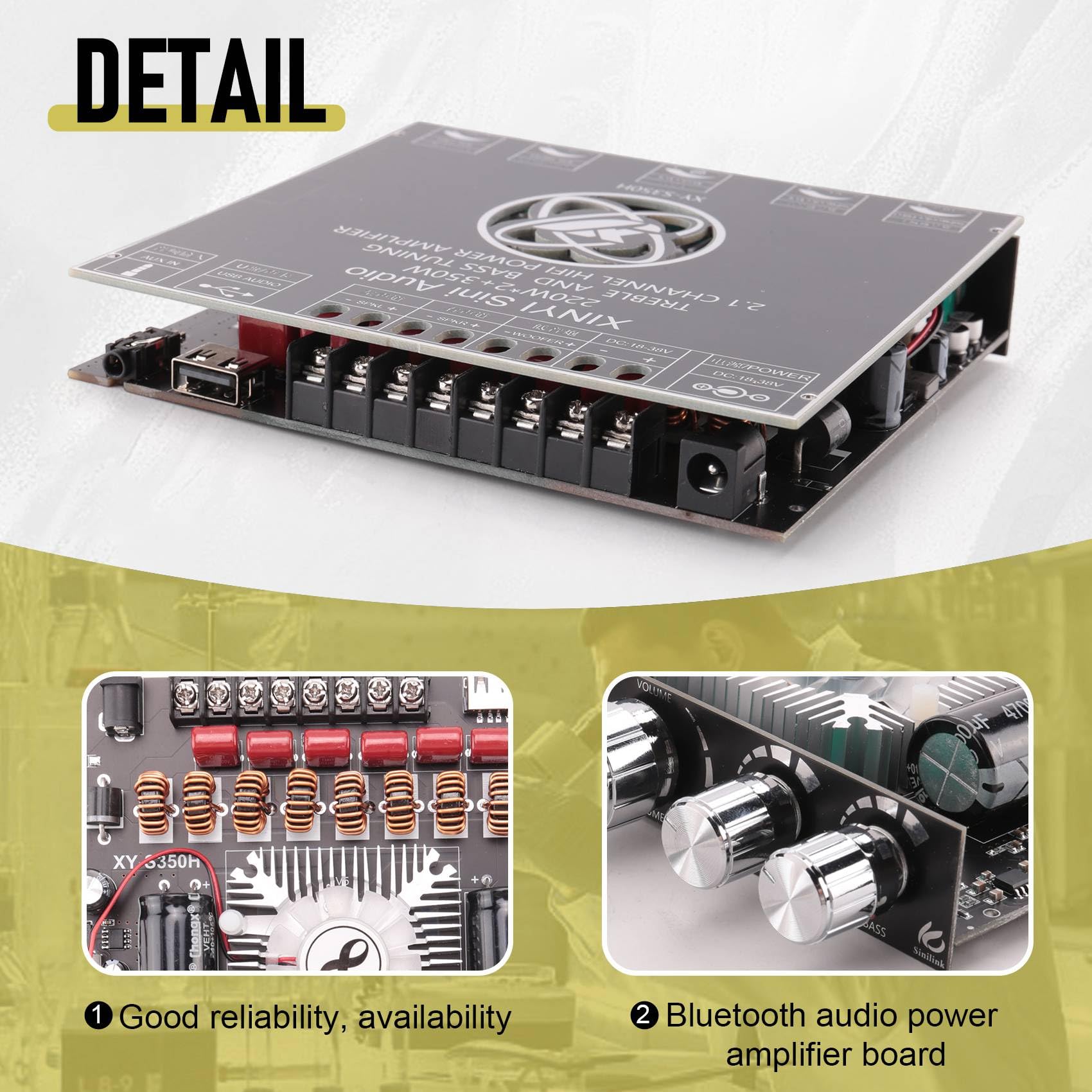 Module D'Amplificateur NuméRique Bluetooth 2.1 Canaux TPA3251 Subwoofer à Tonalité éLevéE et Basse, Carte D'Amplificateur 220Wx2 + 350W XY-S350H