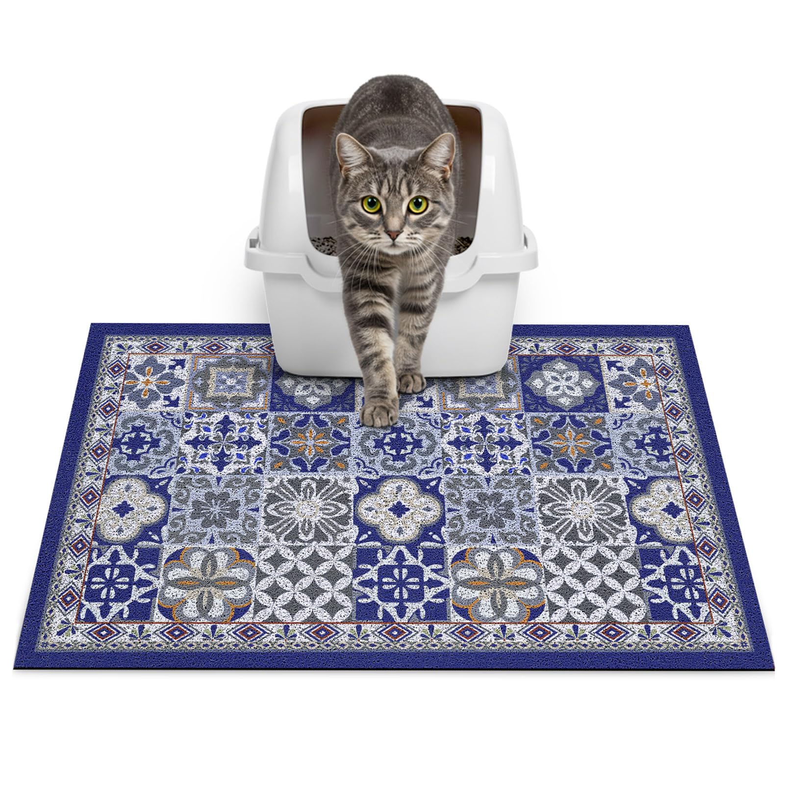 Glittme Cat Litter Mat with Non-Slip Bottom Litter Box Mat 24"X15" Litter Trapping Mat Easy to Clean Washable Cat Food Mat for Kitty,S โ image 1