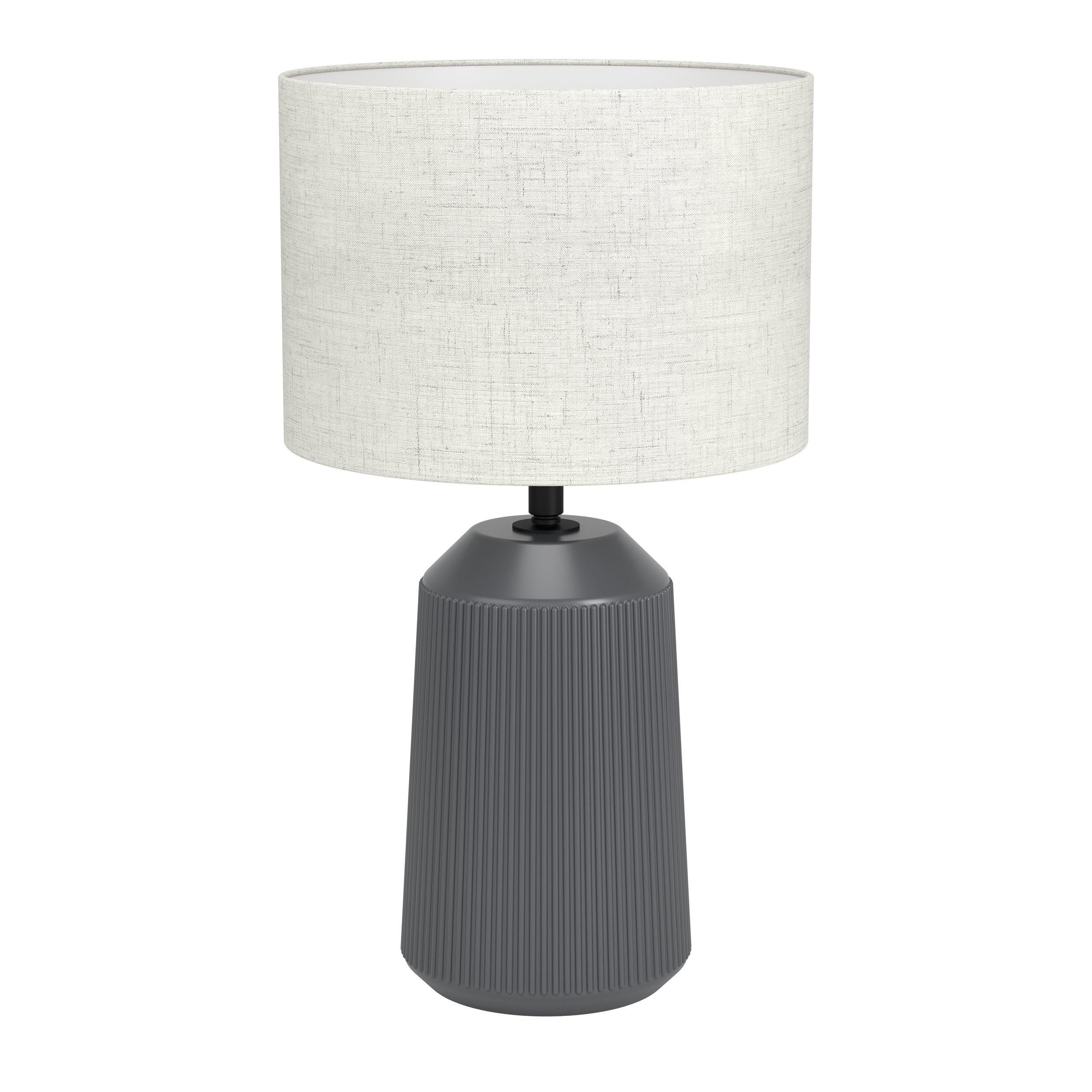 EGLO Capalbio Lámpara para mesa y mesita de noche, adecuada para colocar | en el salón o el dormitorio, fabricada en cerámica de color gris con pantalla de tejido en color beige, portalámparas E27